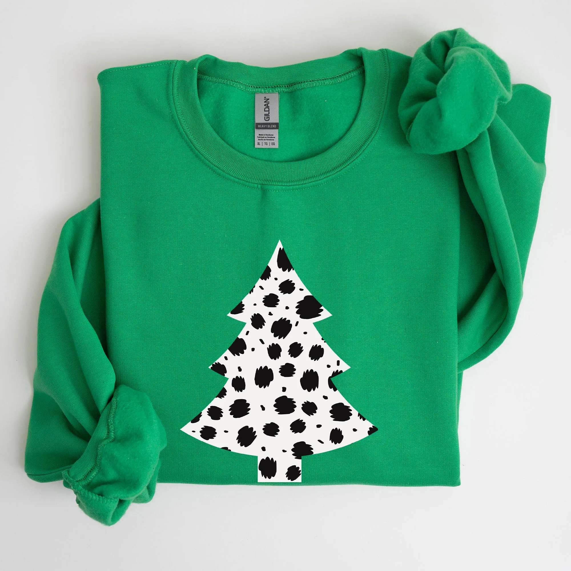 Christmas Tree, Dalmatian, Animal Print, Winter, Xmas, Santa Sweatshirt sold by Refinery Number One