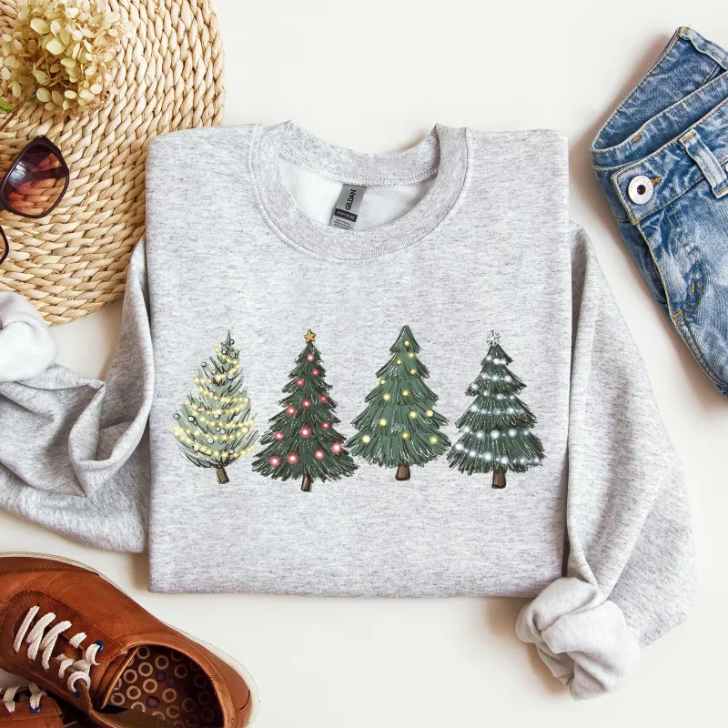 Christmas Trees, Winter, Snow, Santa Sweatshirt sold by Refinery Number One