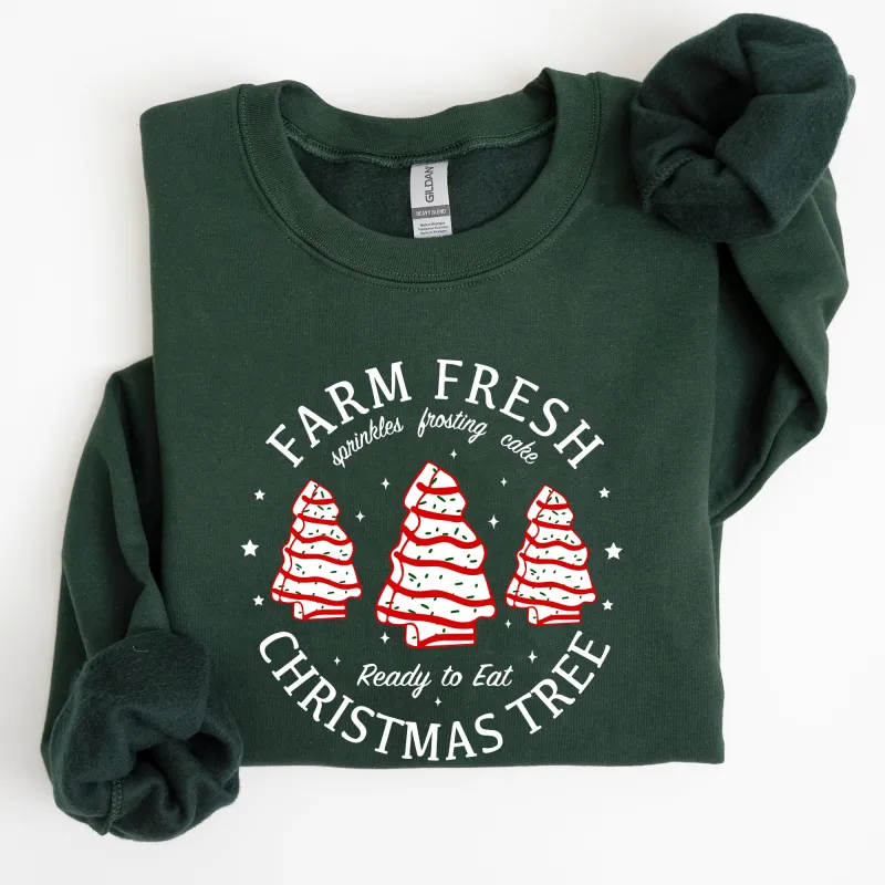 Farm Fresh Christmas Tree, Cake, Winter, Santa, Xmas Sweatshirt sold by Refinery Number One