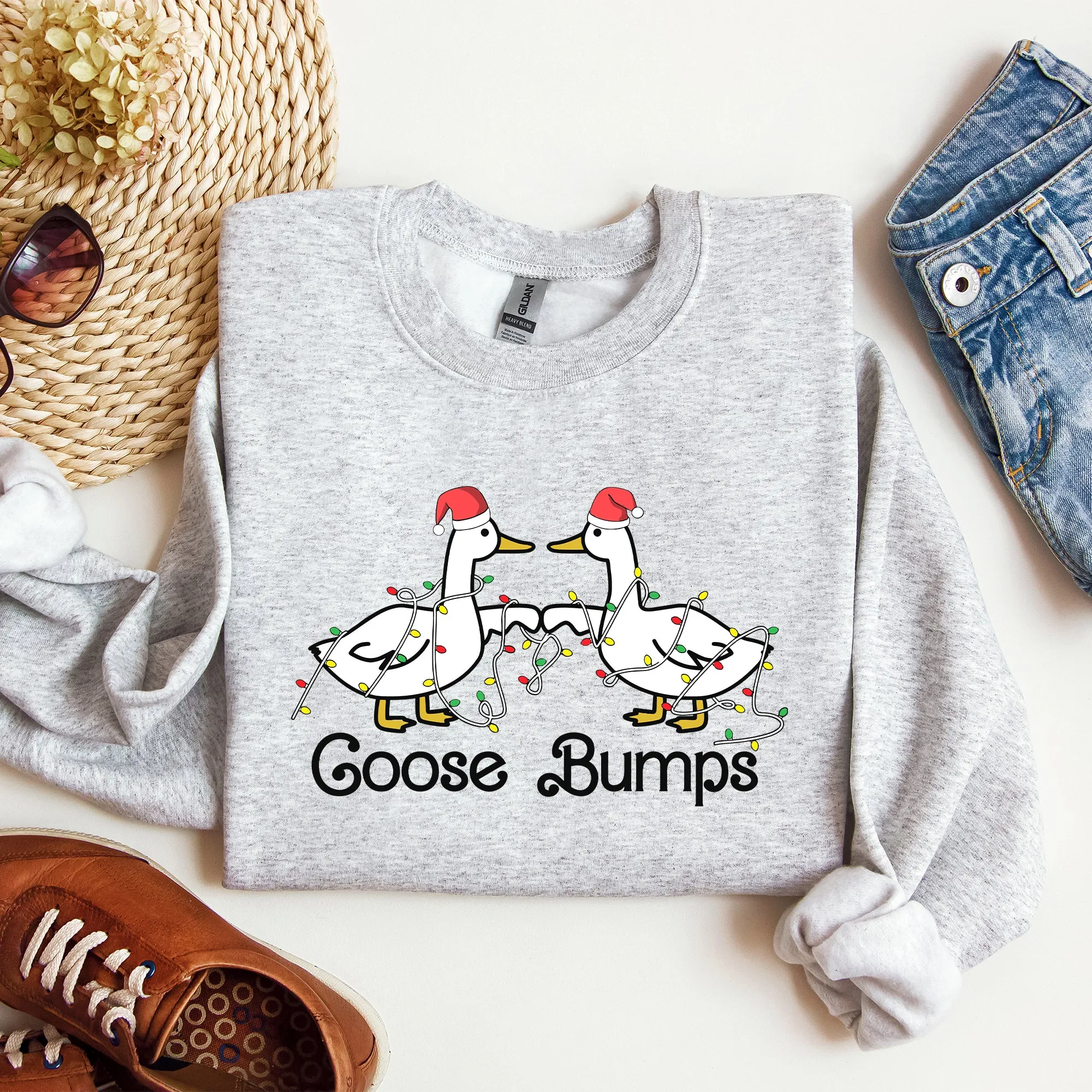 Goose Fist Bumps, Christmas, Santa, Cute, Funny, Xmas Sweatshirt sold by Refinery Number One product image thumbnail 4