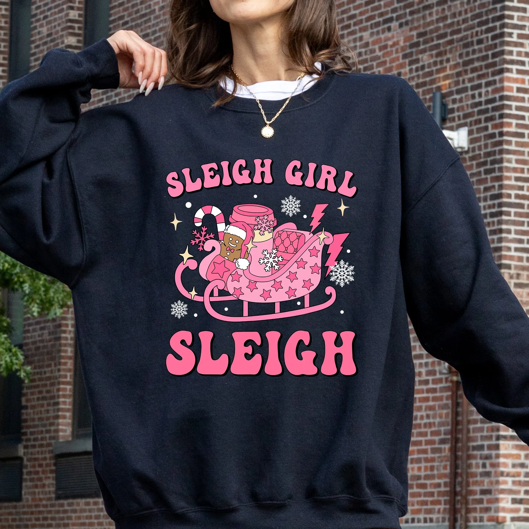 Groovy Sleigh Girl Sleigh Pink Christmas Coffee Xmas Holiday, Winter, Snow, Xmas Sweatshirt sold by Refinery Number One product image thumbnail 2