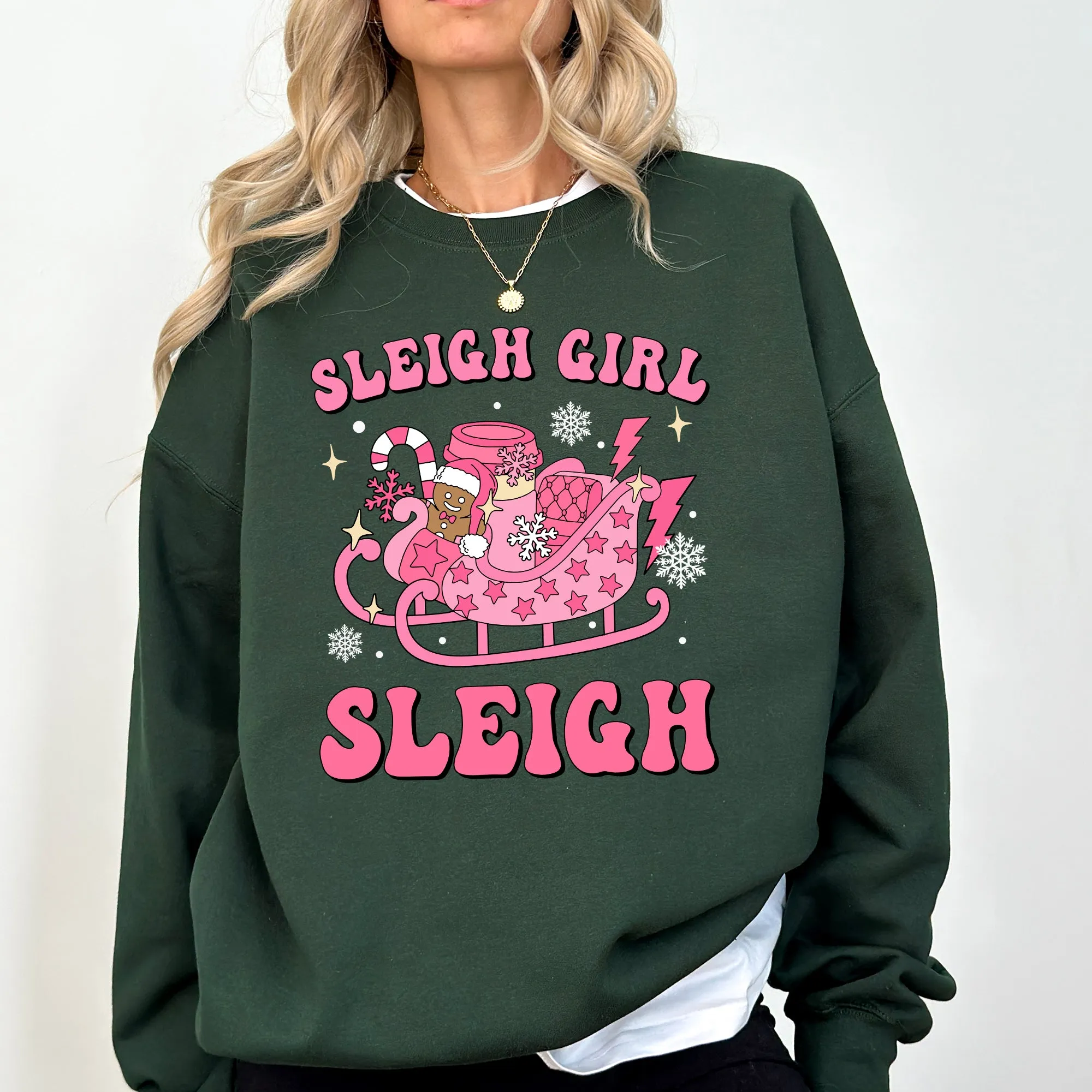 Groovy Sleigh Girl Sleigh Pink Christmas Coffee Xmas Holiday, Winter, Snow, Xmas Sweatshirt sold by Refinery Number One product image thumbnail 4
