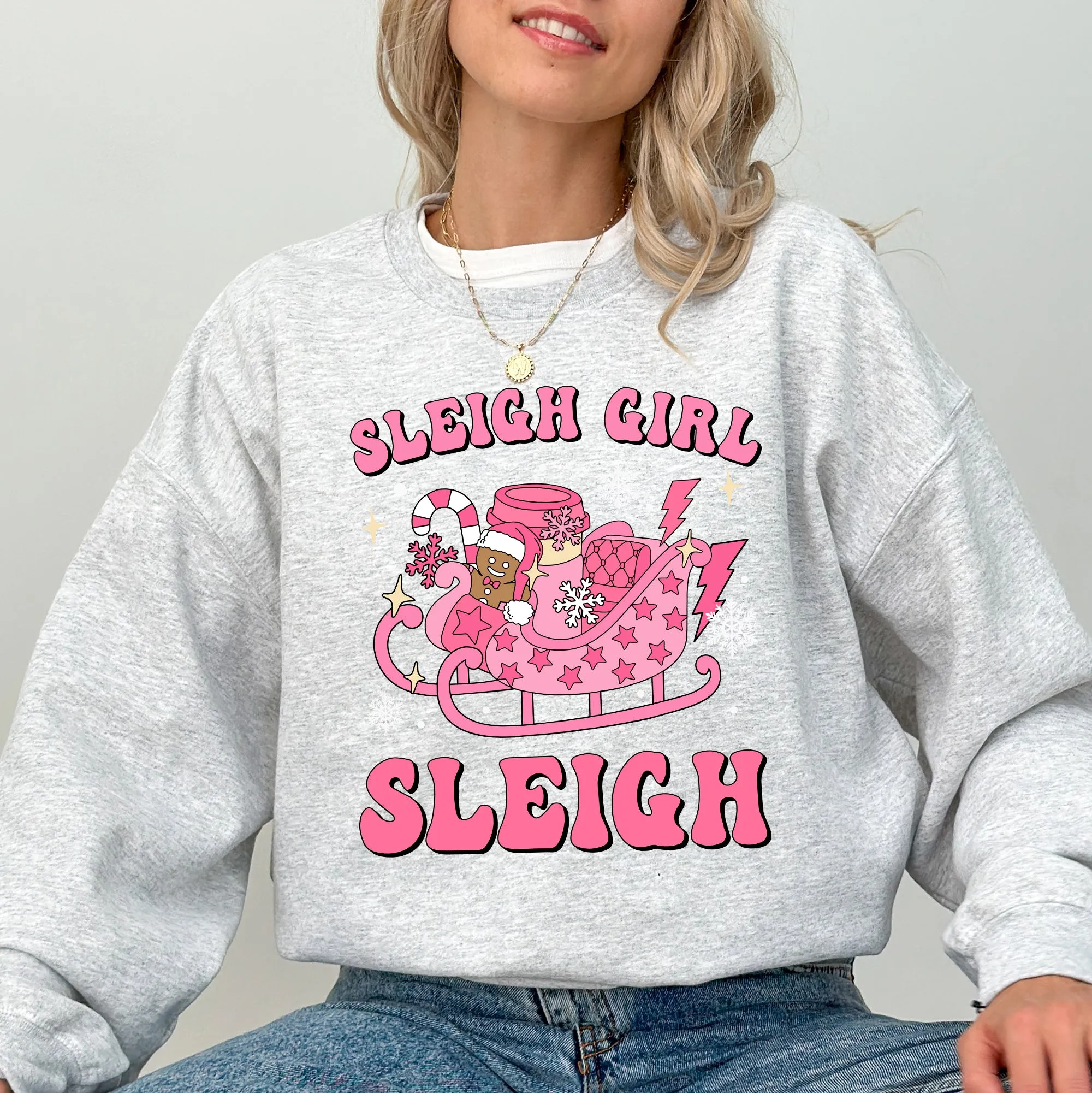 Groovy Sleigh Girl Sleigh Pink Christmas Coffee Xmas Holiday, Winter, Snow, Xmas Sweatshirt sold by Refinery Number One