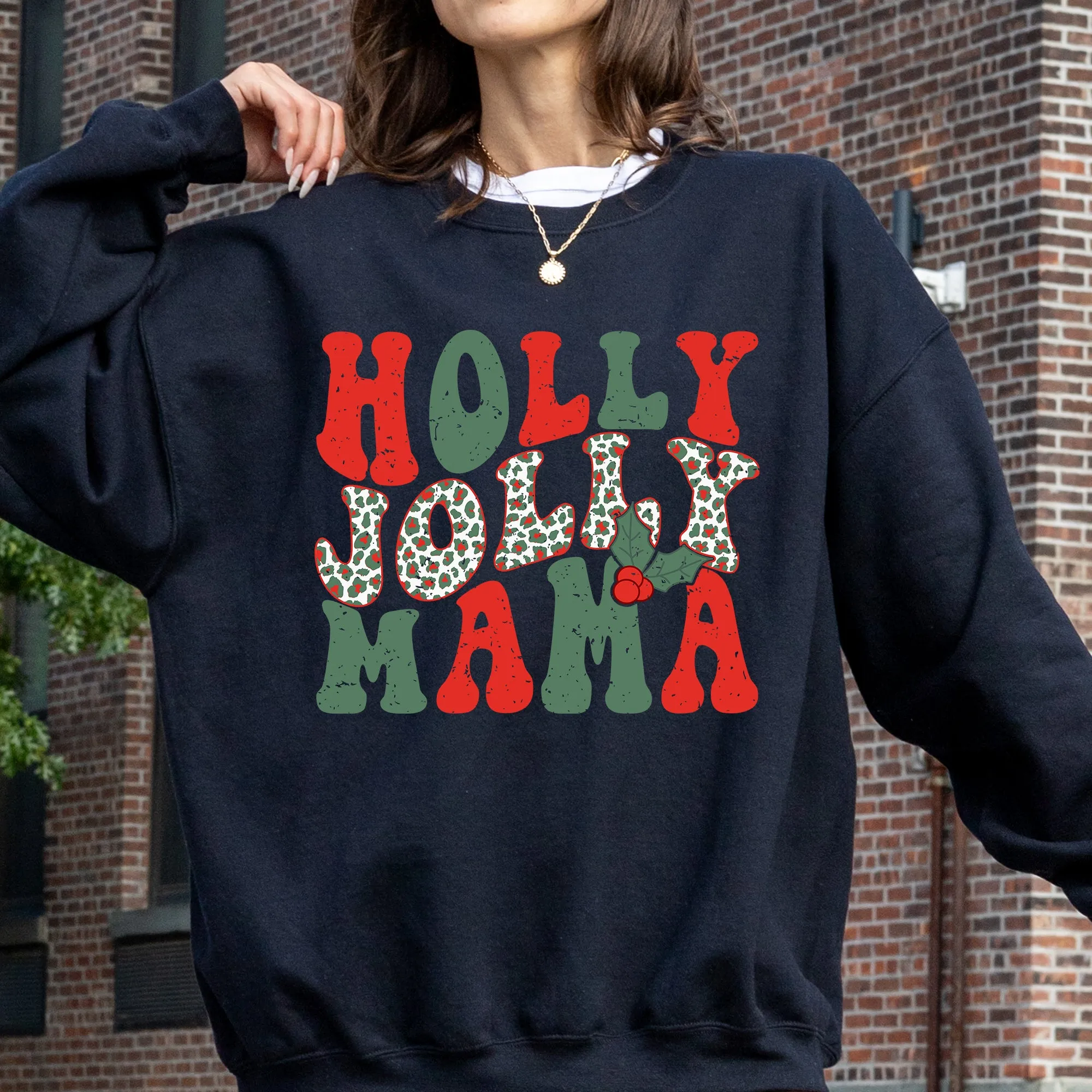 Holly Jolly Mama, Christmas, Winter, Santa, Xmas Sweatshirt sold by Refinery Number One product image thumbnail 2