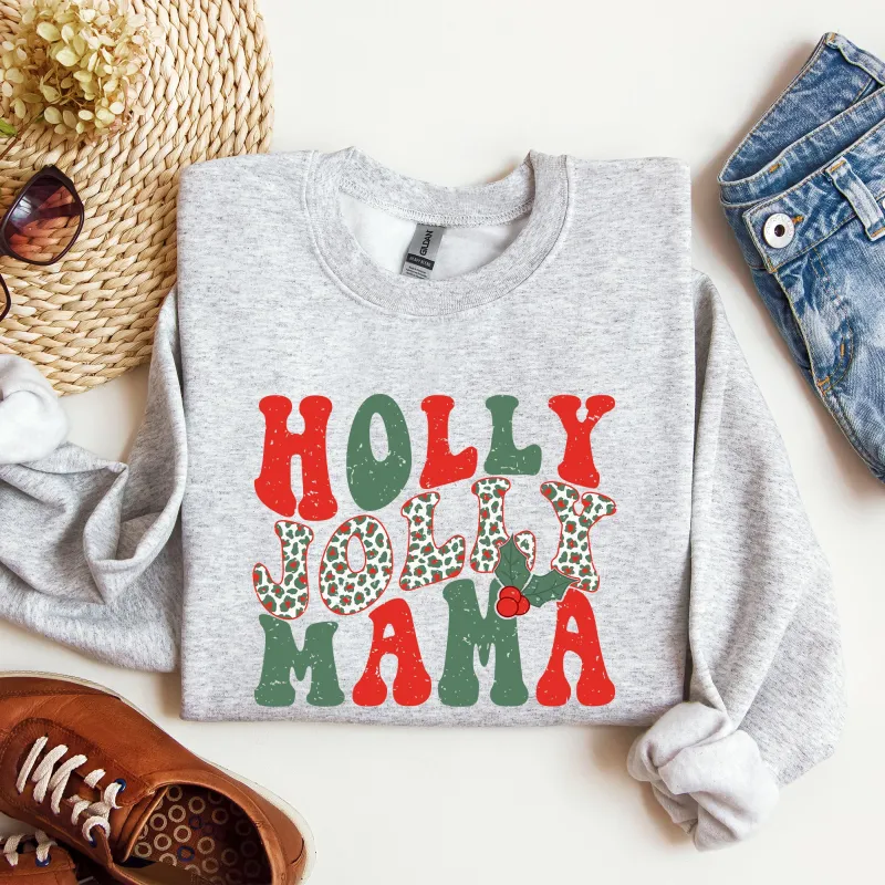 Holly Jolly Mama, Christmas, Winter, Santa, Xmas Sweatshirt sold by Refinery Number One