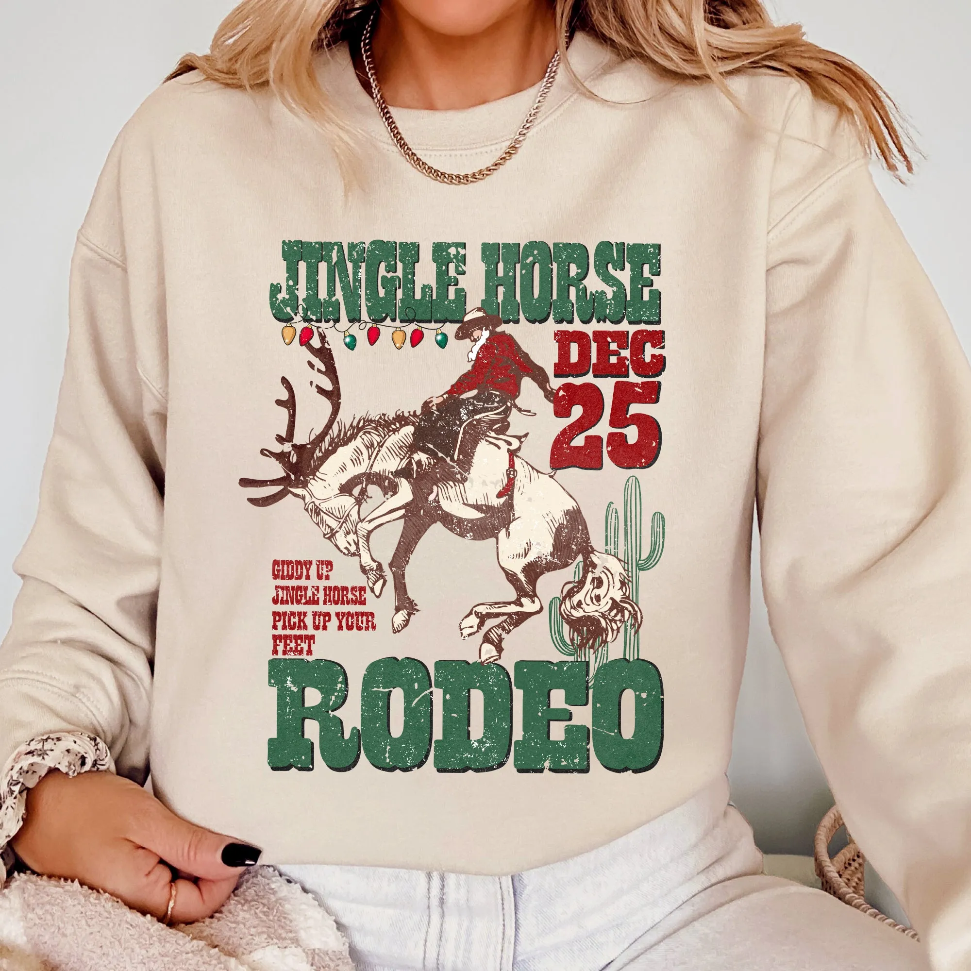 Jingle Horse Rodeo, Christmas, Cowboy, Horse, Country, Western, Santa, Xmas Sweatshirt sold by Refinery Number One