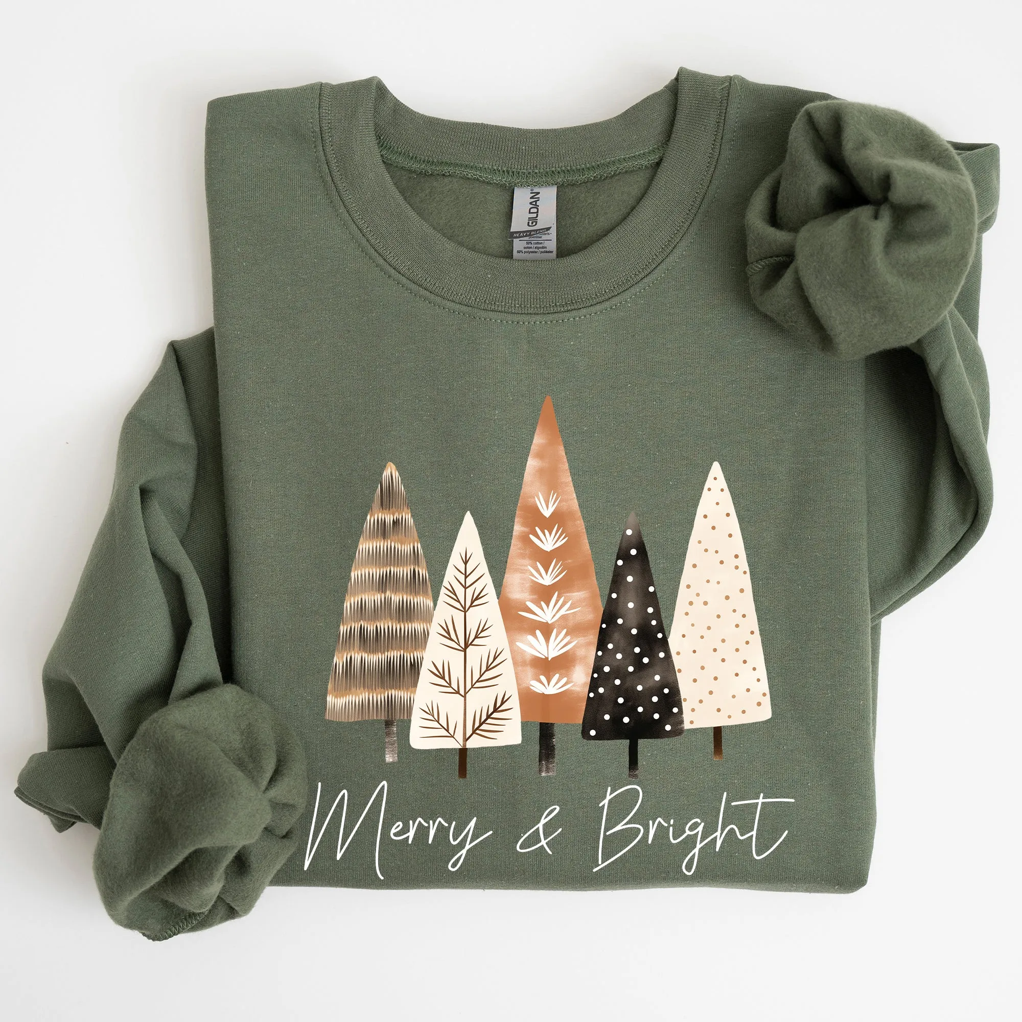 Merry and Bright, Christmas Trees, Hygge, Winter, Santa, Snow, Xmas Sweatshirt sold by Refinery Number One product image thumbnail 5