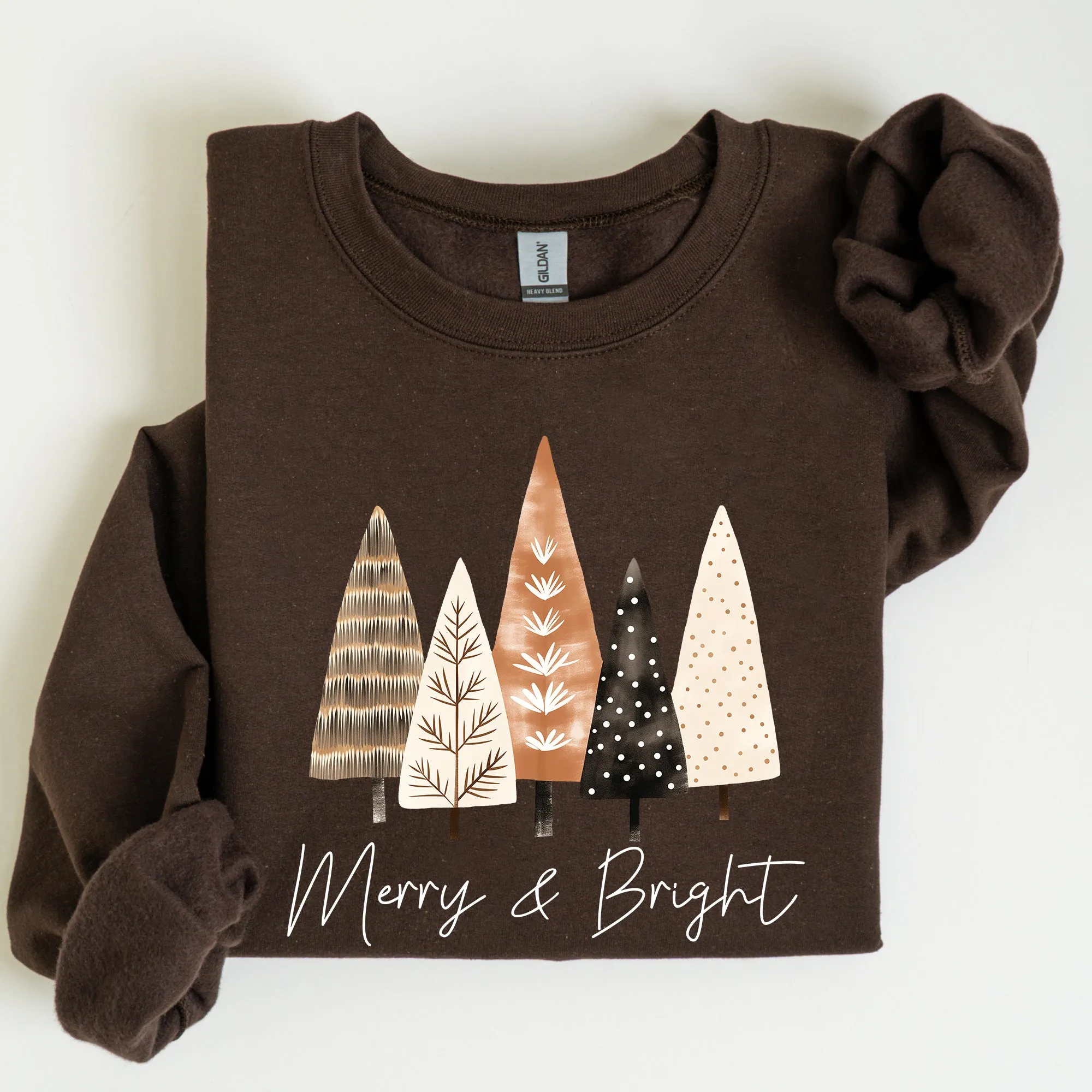 Merry and Bright, Christmas Trees, Hygge, Winter, Santa, Snow, Xmas Sweatshirt sold by Refinery Number One product image thumbnail 2