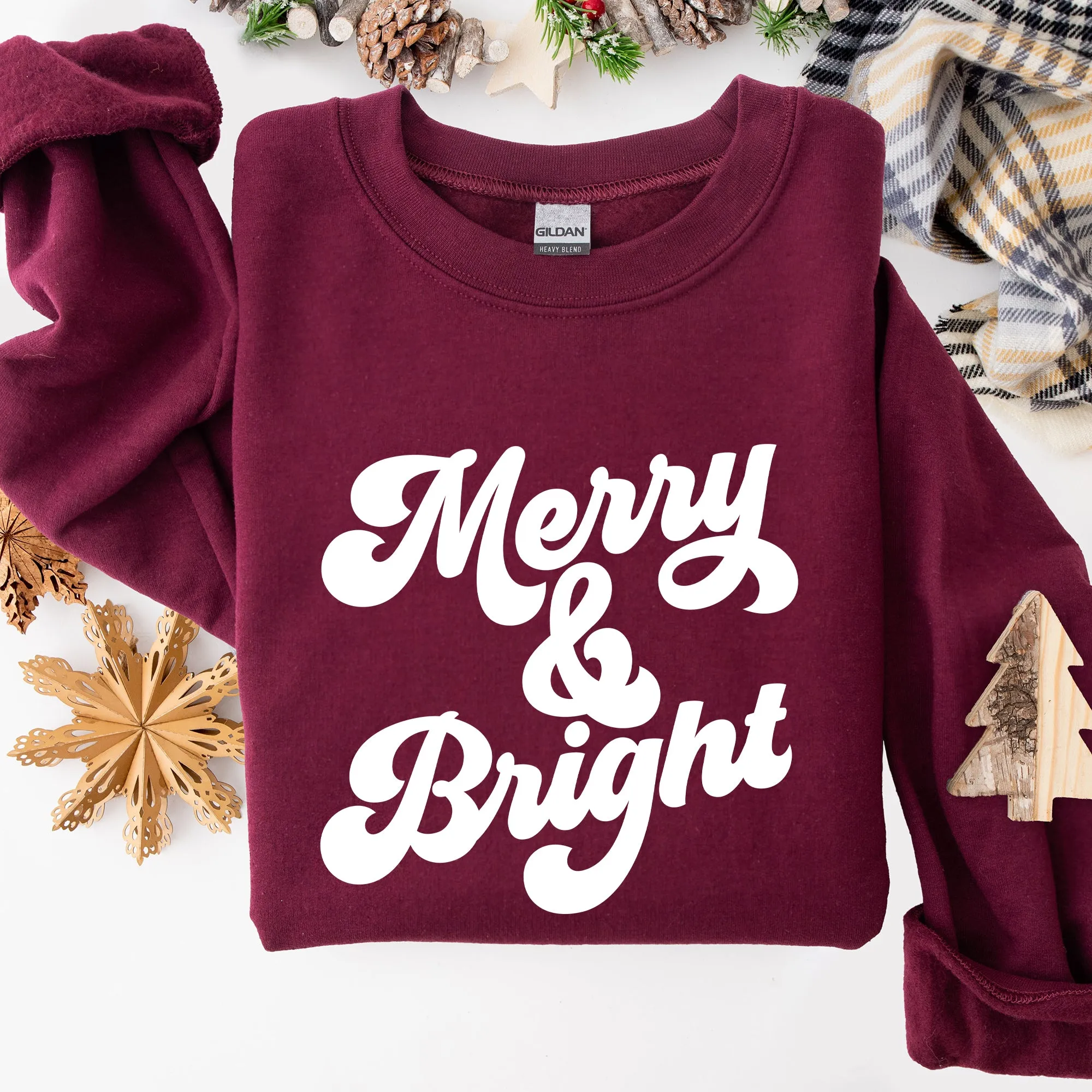 Merry and Bright, Classic Christmas, Winter, Santa, Xmas Sweatshirt sold by Refinery Number One product image thumbnail 4