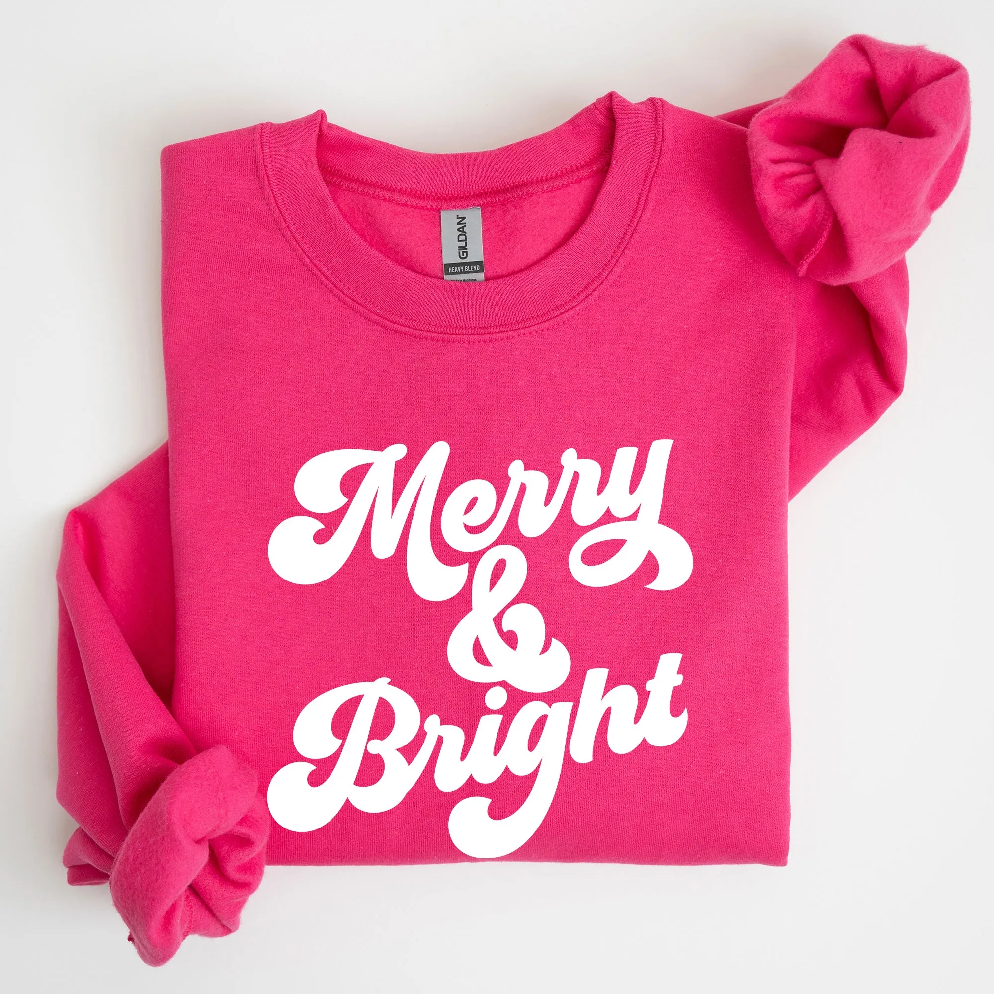 Merry and Bright, Classic Christmas, Winter, Santa, Xmas Sweatshirt sold by Refinery Number One