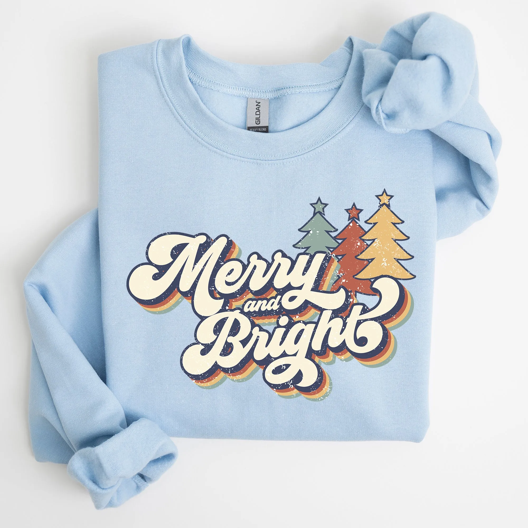 Merry and Bright, Colorful Retro, Christmas, Winter, Xmas, Santa Sweatshirt sold by Refinery Number One product image thumbnail 4