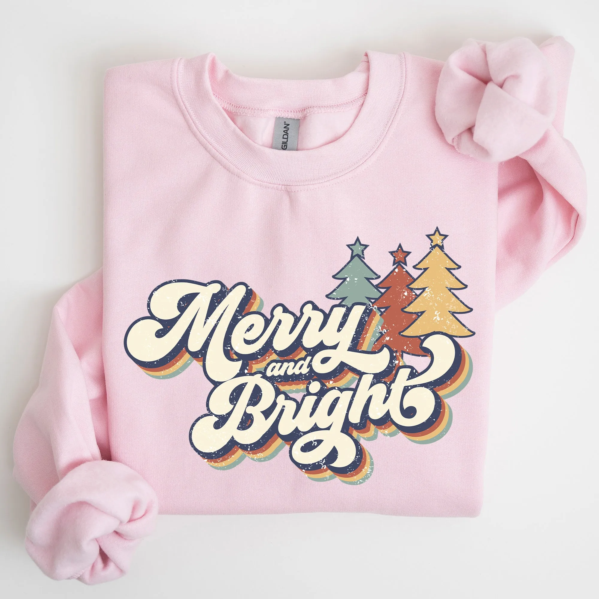 Merry and Bright, Colorful Retro, Christmas, Winter, Xmas, Santa Sweatshirt sold by Refinery Number One product image thumbnail 5