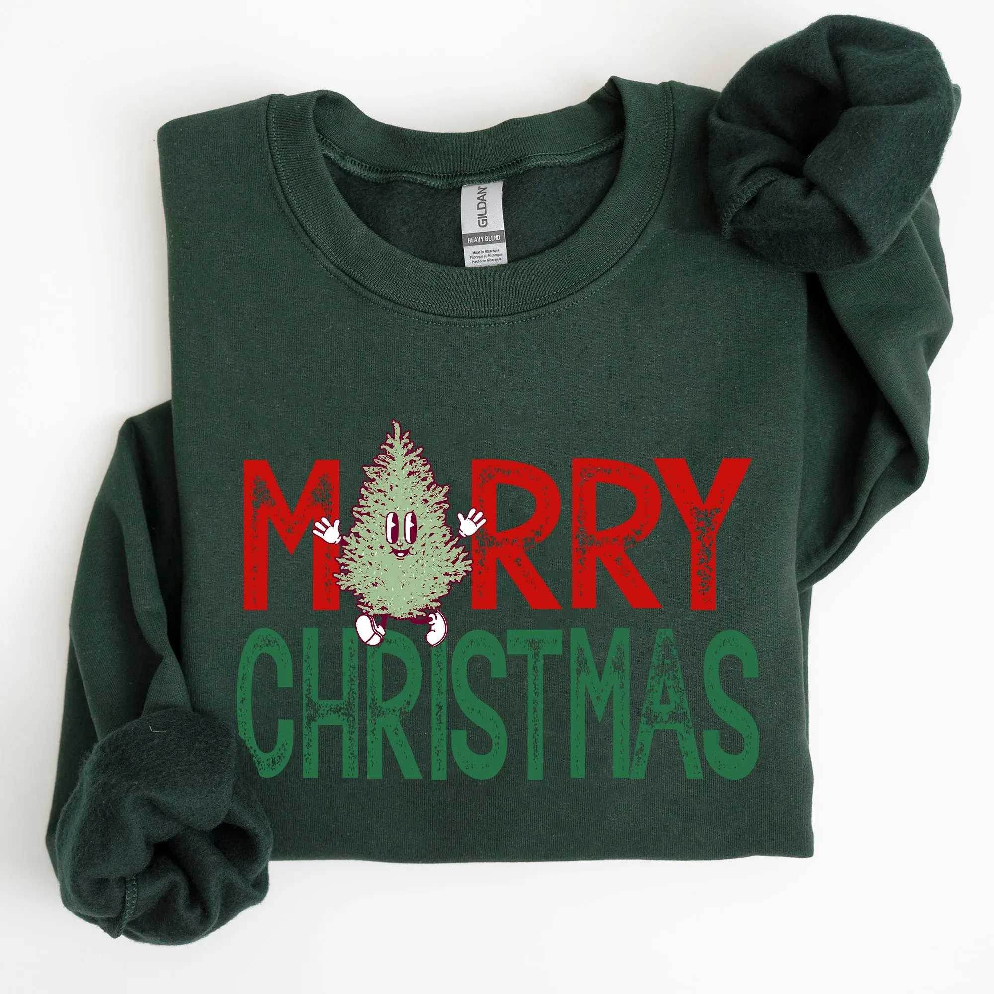 Merry Christmas Tree, Funny, Cute, Vintage, Retro, Winter, Santa, Xmas Sweatshirt sold by Refinery Number One product image thumbnail 4