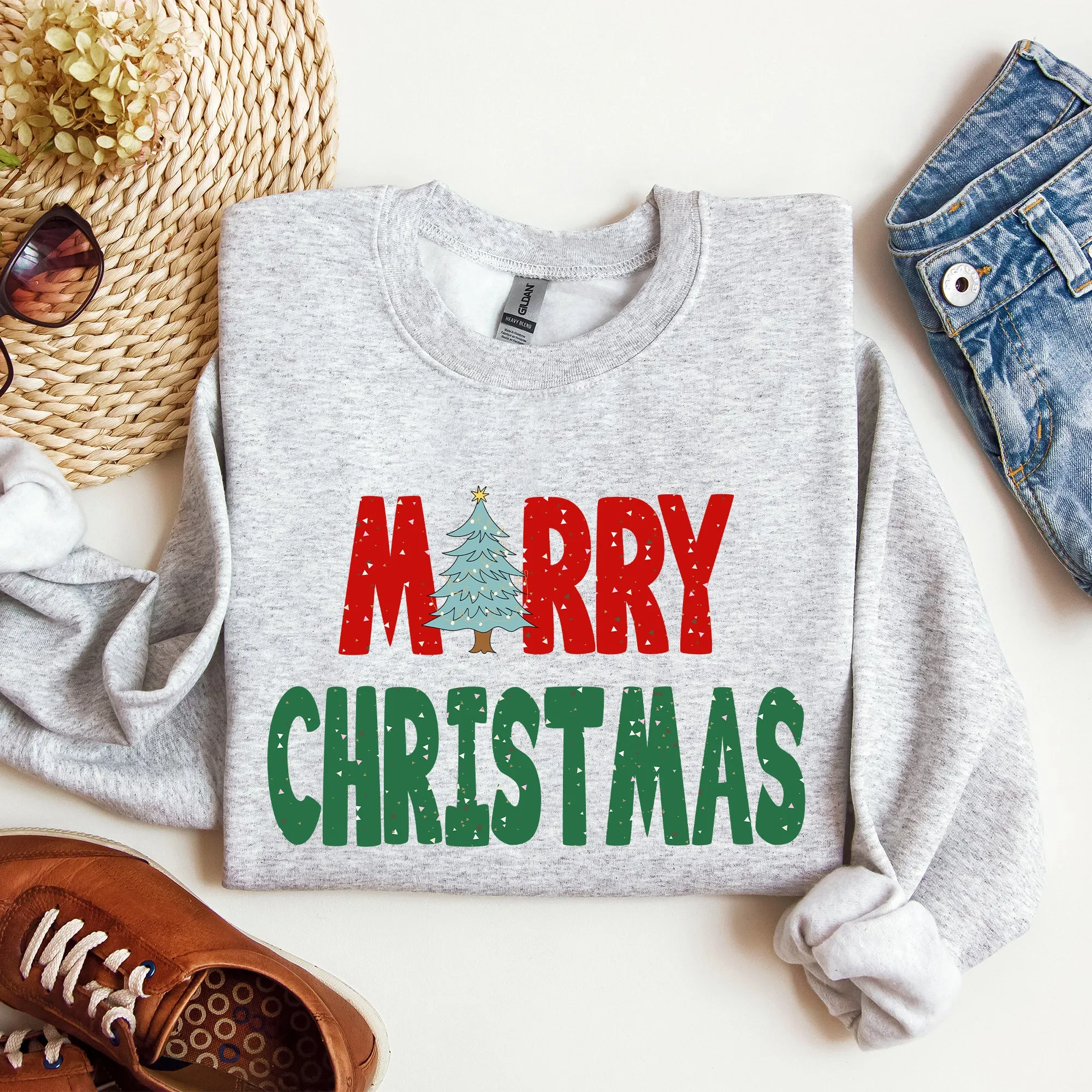 Merry Christmas Tree, Vintage, Retro, Winter, Santa, Xmas Sweatshirt sold by Refinery Number One product image thumbnail 2