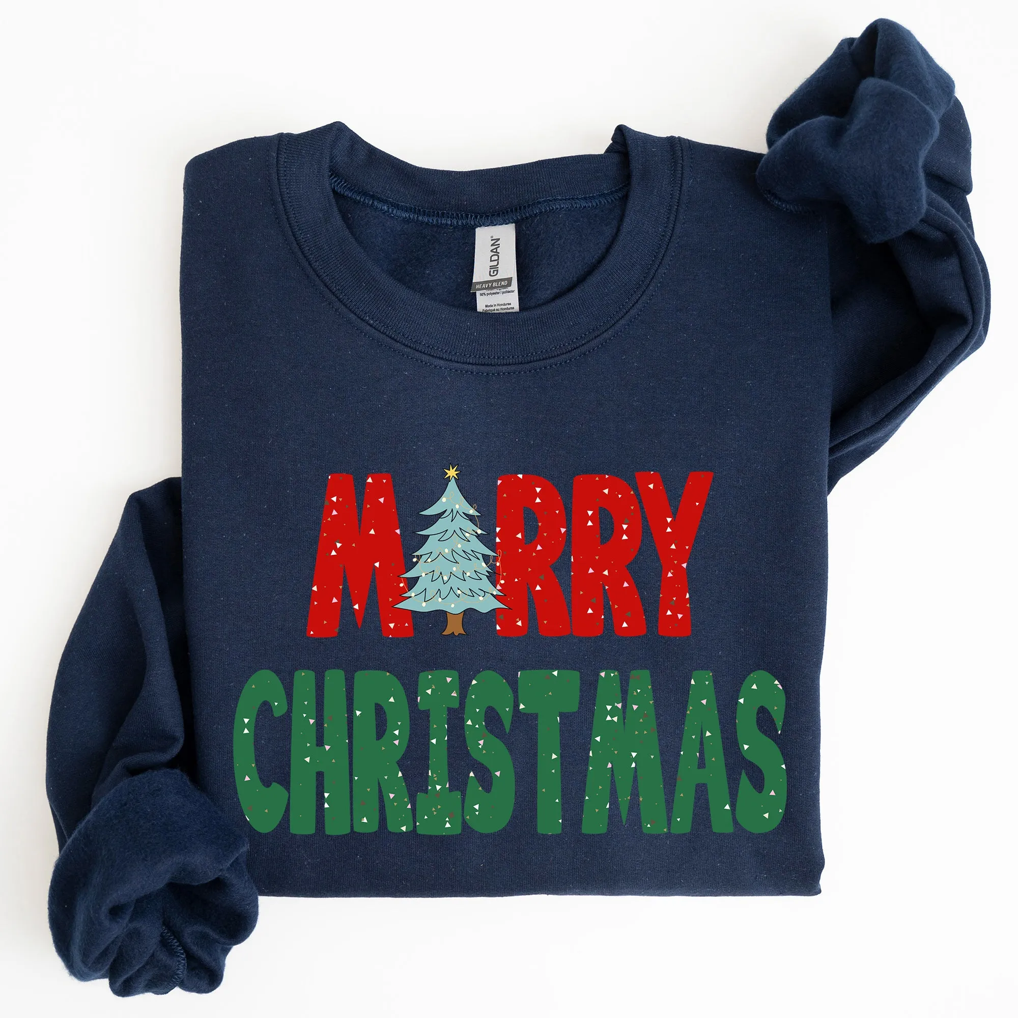 Merry Christmas Tree, Vintage, Retro, Winter, Santa, Xmas Sweatshirt sold by Refinery Number One product image thumbnail 5
