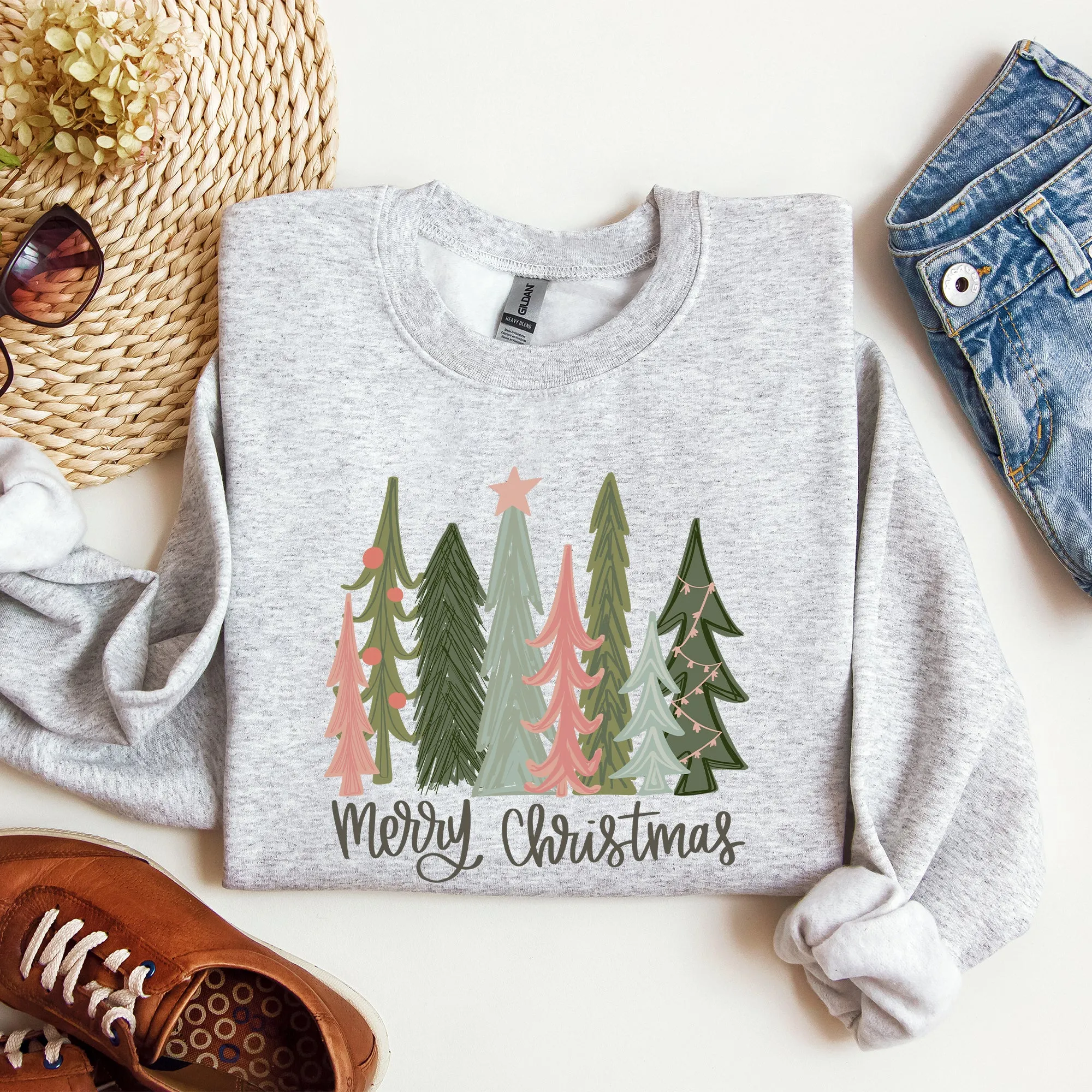 Merry Christmas Trees, Festive, Winter, Snow, Santa, Xmas Sweatshirt sold by Refinery Number One product image thumbnail 2