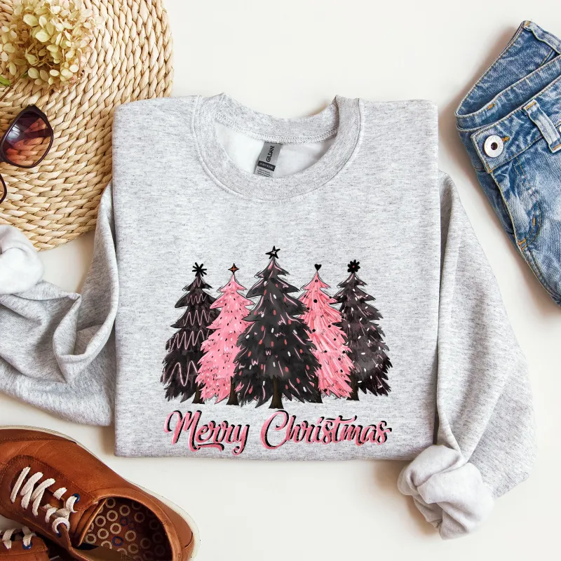 Merry Christmas Trees, Winter, Snow, Santa, Xmas Sweatshirt sold by Refinery Number One