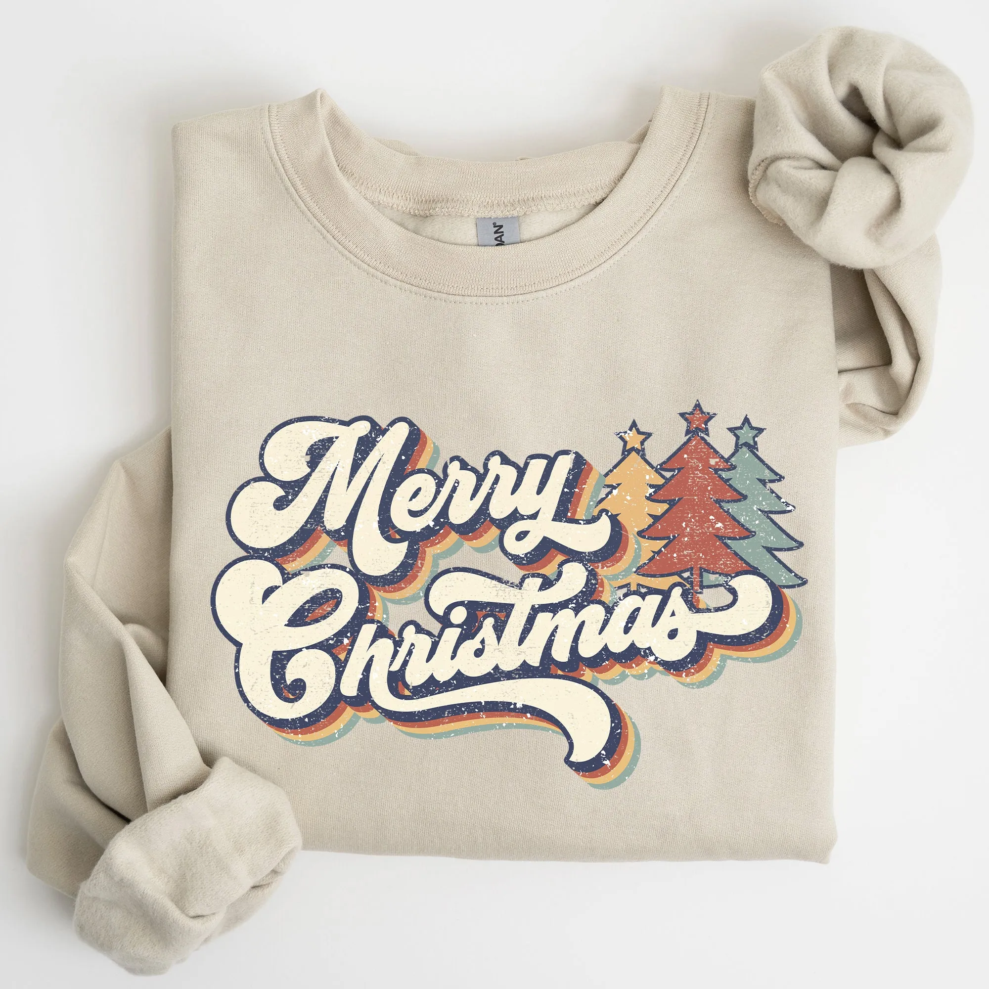 Merry Christmas, Colorful Retro, Christmas, Winter, Xmas, Santa Sweatshirt sold by Refinery Number One product image thumbnail 2