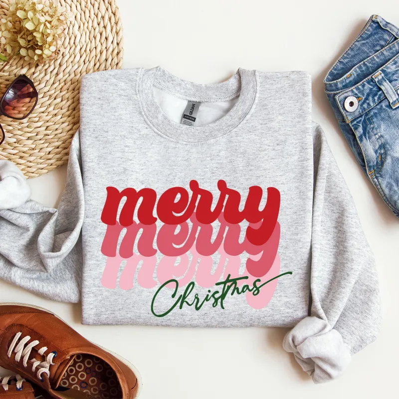 Merry Christmas, Retro, Classic Red, Santa, Winter, Xmas Sweatshirt sold by Refinery Number One