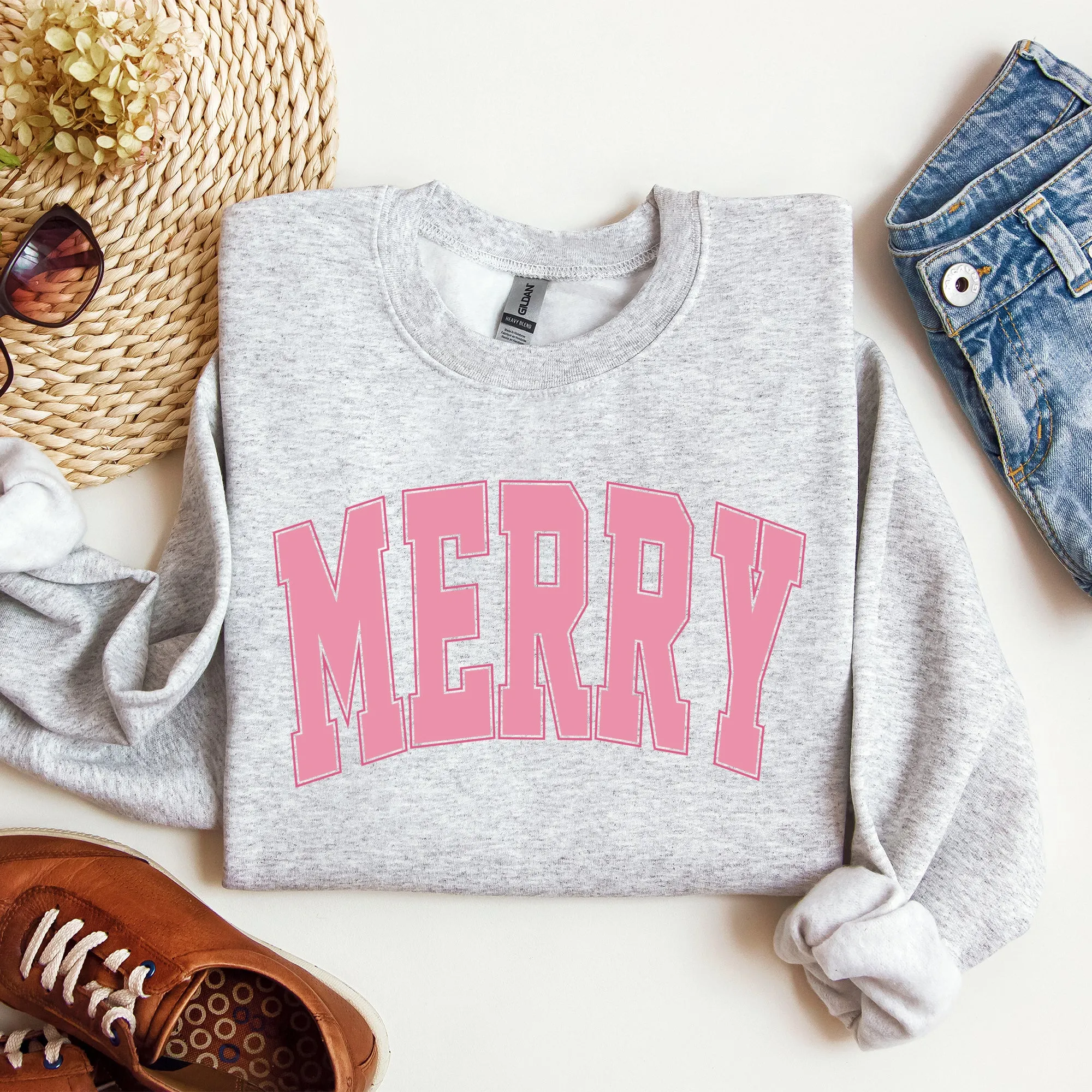 Merry, Varsity, Collegiate, Christmas, Santa, Winter, Xmas Sweatshirt sold by Refinery Number One product image thumbnail 2