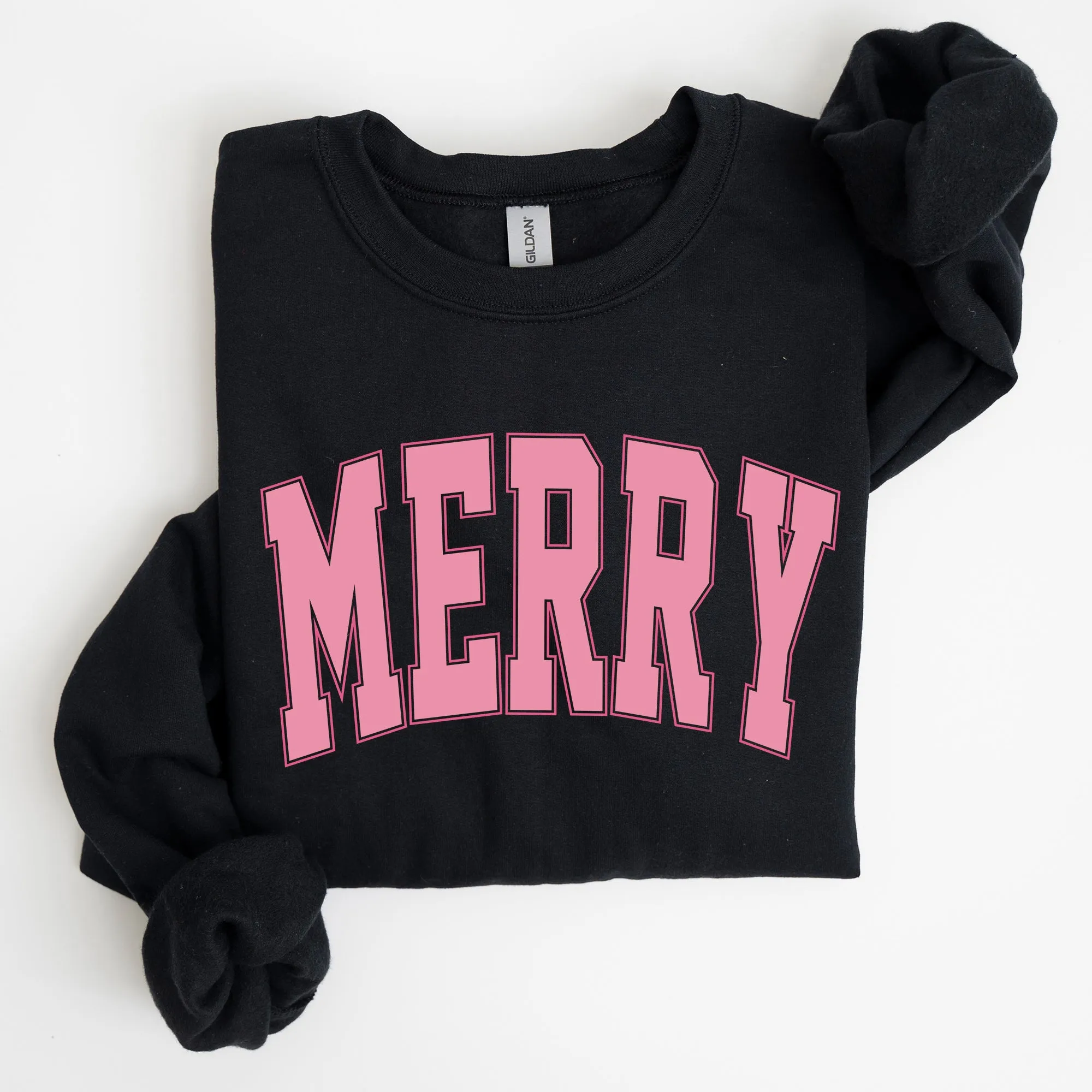 Merry, Varsity, Collegiate, Christmas, Santa, Winter, Xmas Sweatshirt sold by Refinery Number One