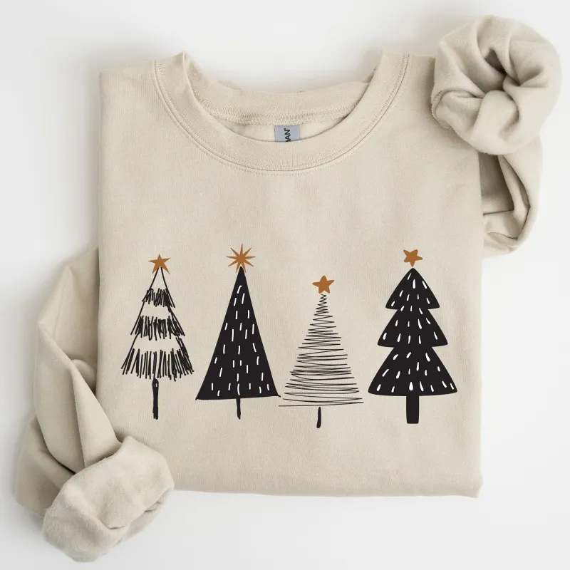 Minimalist Christmas Trees, Winter, Snow, Santa Sweatshirt sold by Refinery Number One