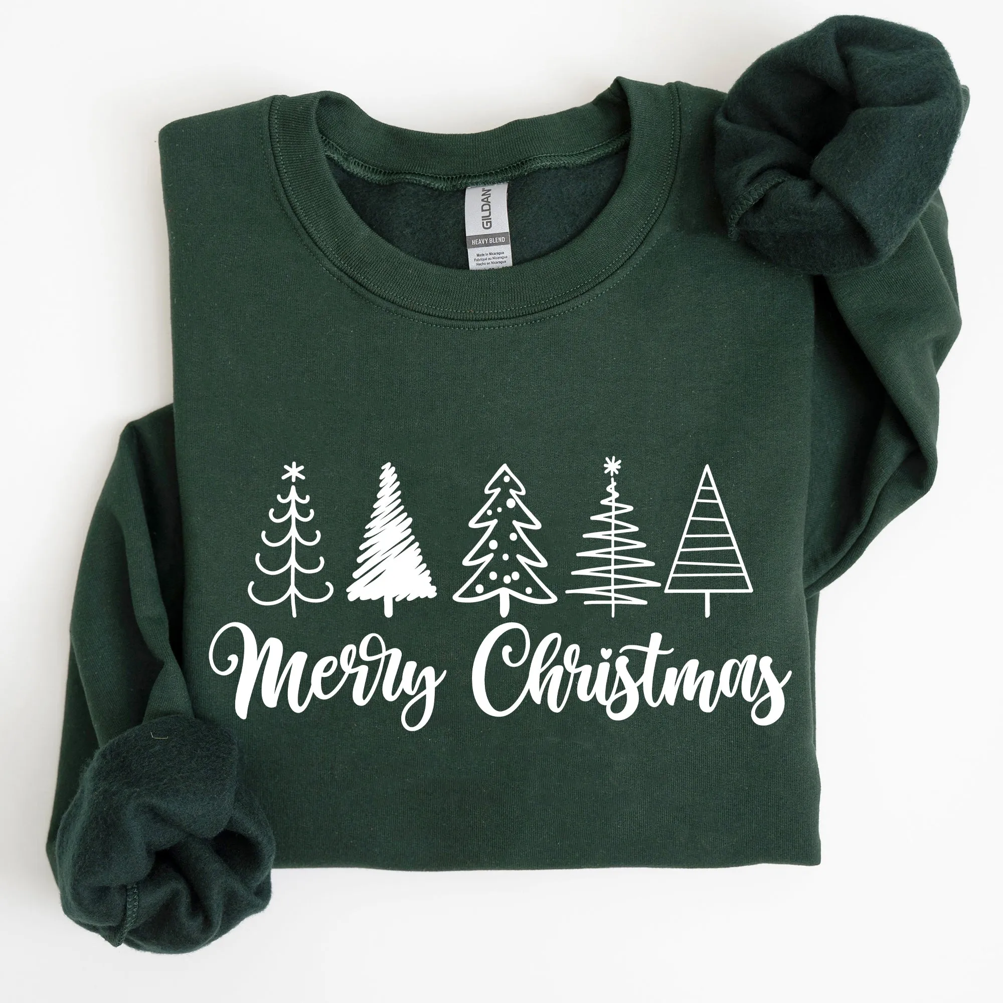 Minimalist Merry Christmas Trees, Classic, Retro, Winter, Santa, Xmas Sweatshirt sold by Refinery Number One product image thumbnail 3