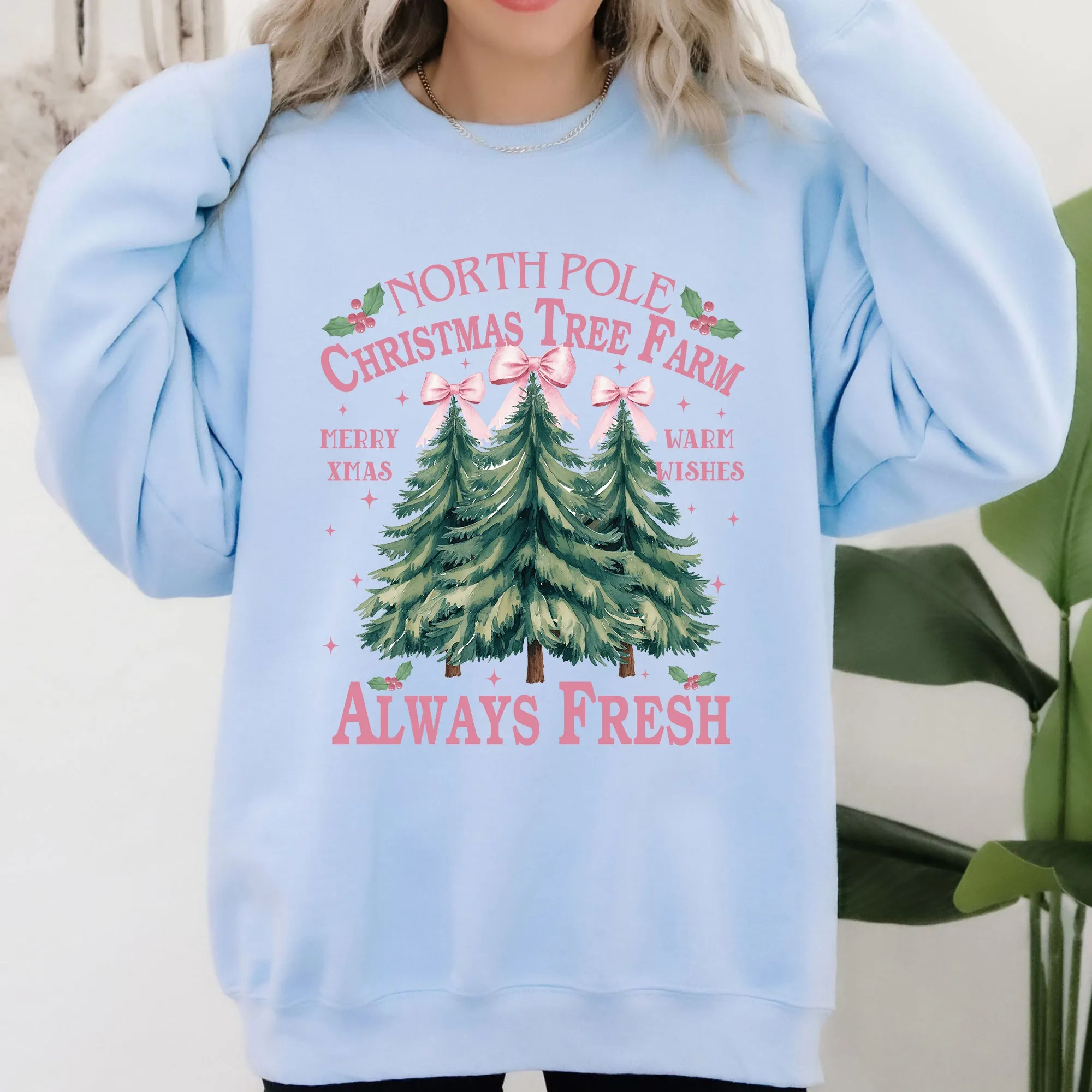 North Pole Christmas Tree Farm, Winter, Santa, Snow, Xmas Sweatshirt sold by Refinery Number One product image thumbnail 5