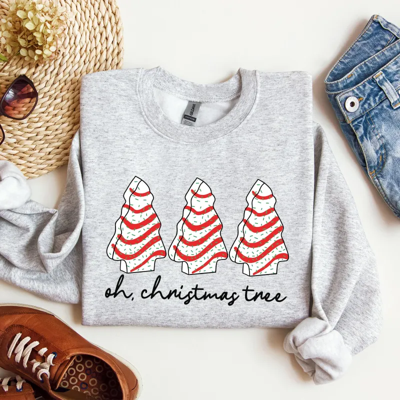 Oh Christmas Tree, Cakes, Winter, Snacks, Santa, Snow, Xmas Sweatshirt sold by Refinery Number One
