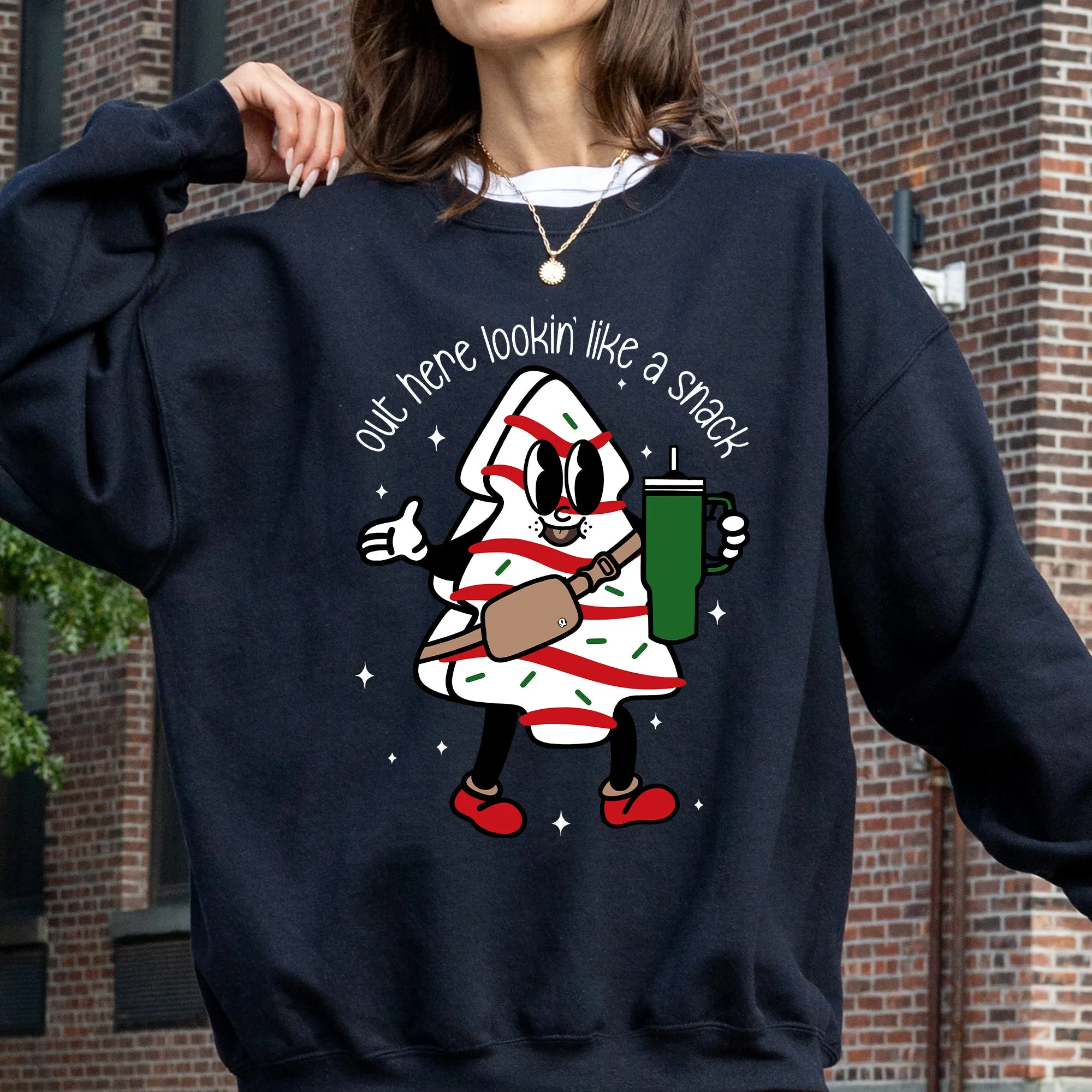 Out Here Looking Like A Snack, Christmas Cake, Funny, Cute, Santa, Xmas Sweatshirt sold by Refinery Number One product image thumbnail 2