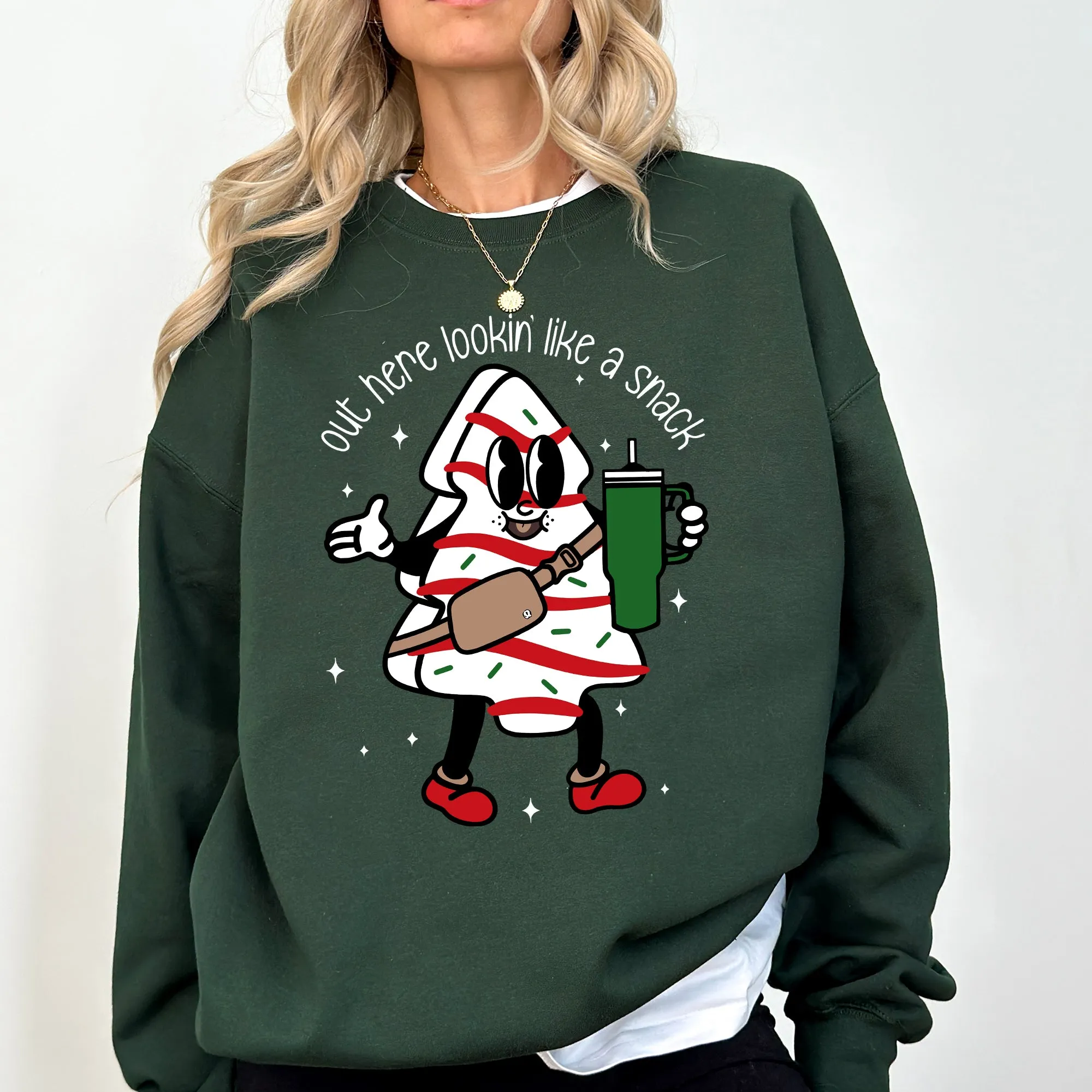 Out Here Looking Like A Snack, Christmas Cake, Funny, Cute, Santa, Xmas Sweatshirt sold by Refinery Number One product image thumbnail 3