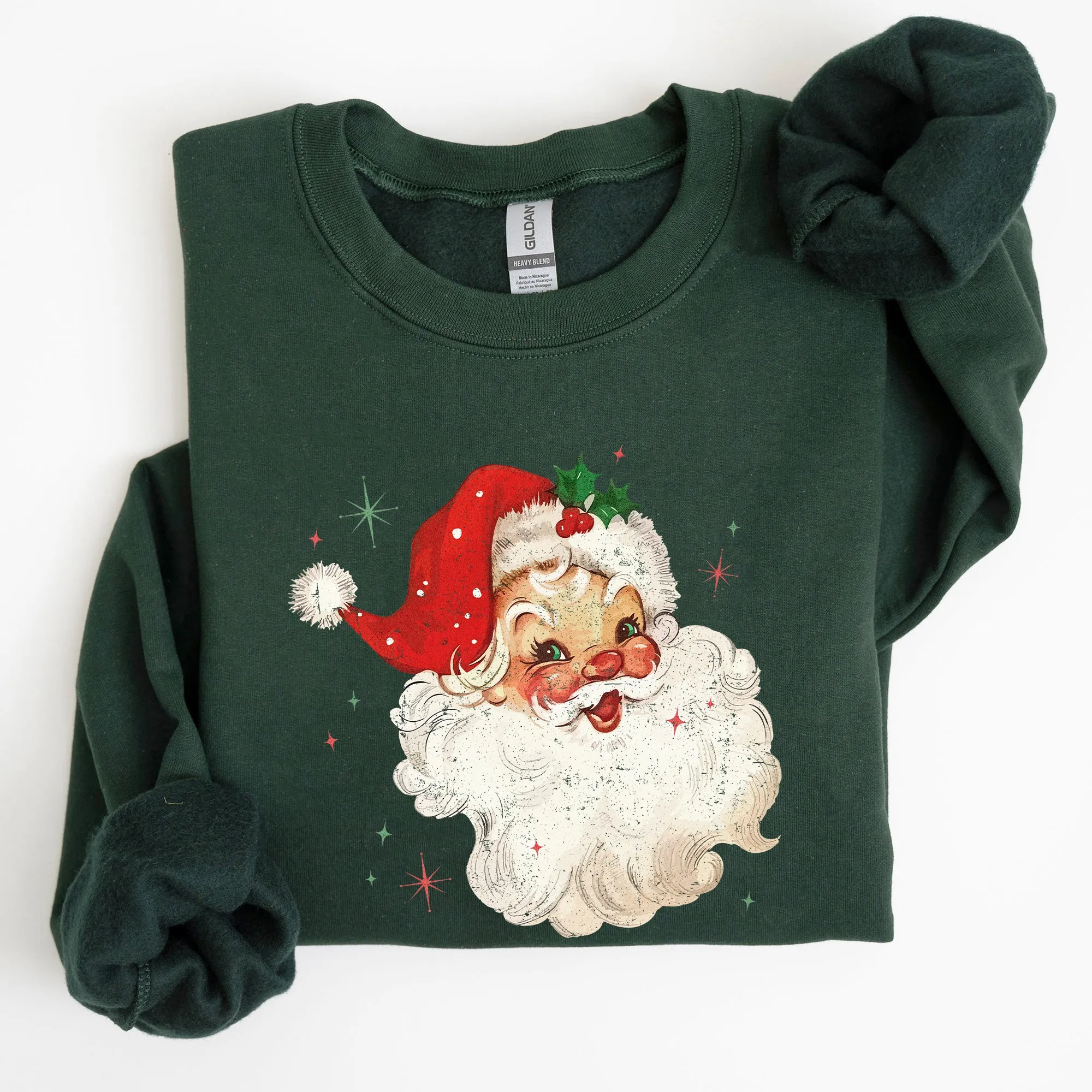 Red Retro Santa Claus, Christmas Vintage Classic, Snow, Xmas Sweatshirt sold by Refinery Number One product image thumbnail 3