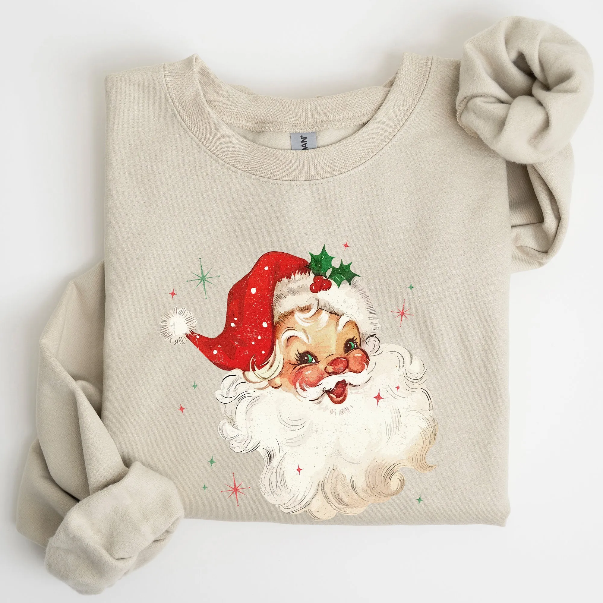 Red Retro Santa Claus, Christmas Vintage Classic, Snow, Xmas Sweatshirt sold by Refinery Number One product image thumbnail 4