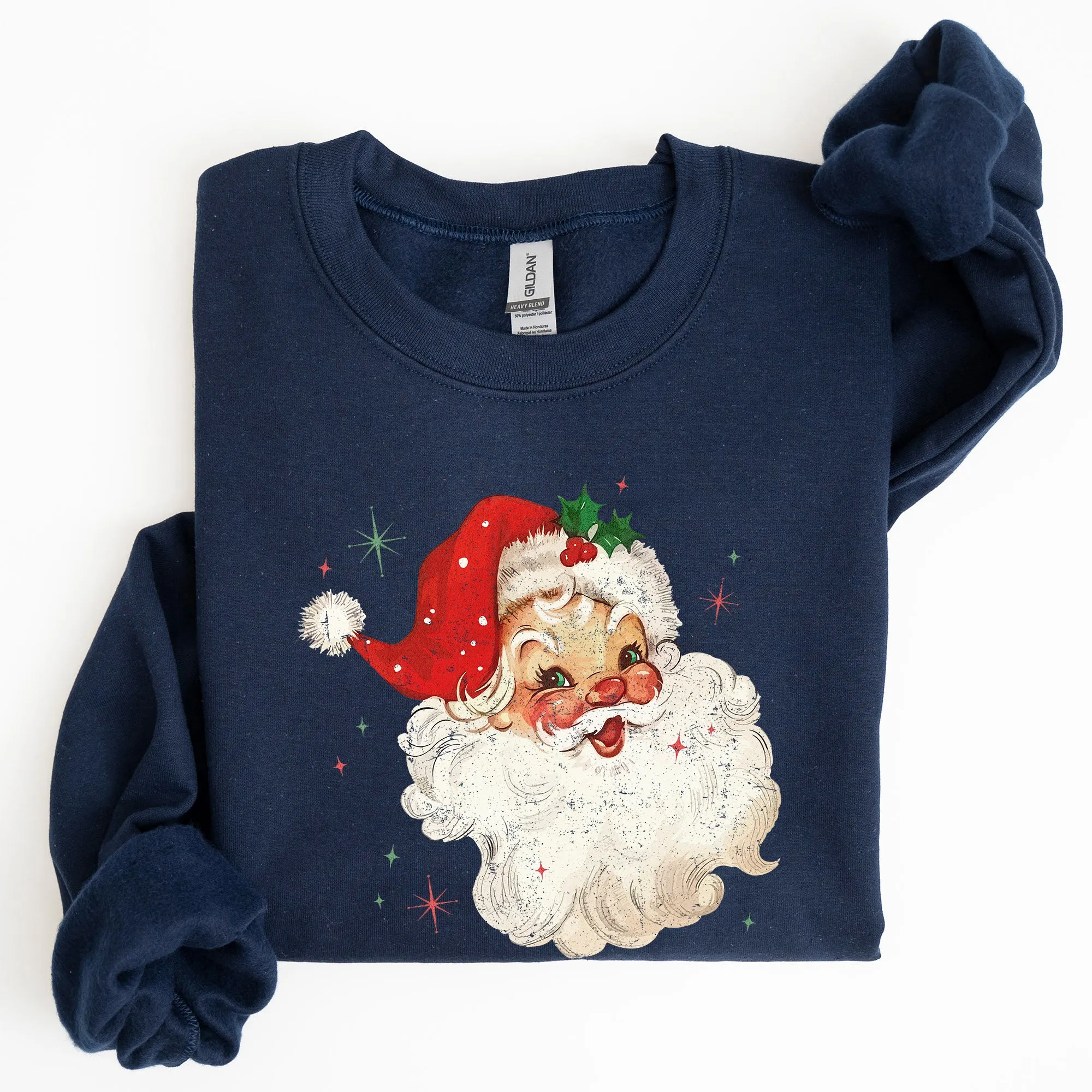 Red Retro Santa Claus, Christmas Vintage Classic, Snow, Xmas Sweatshirt sold by Refinery Number One product image thumbnail 5