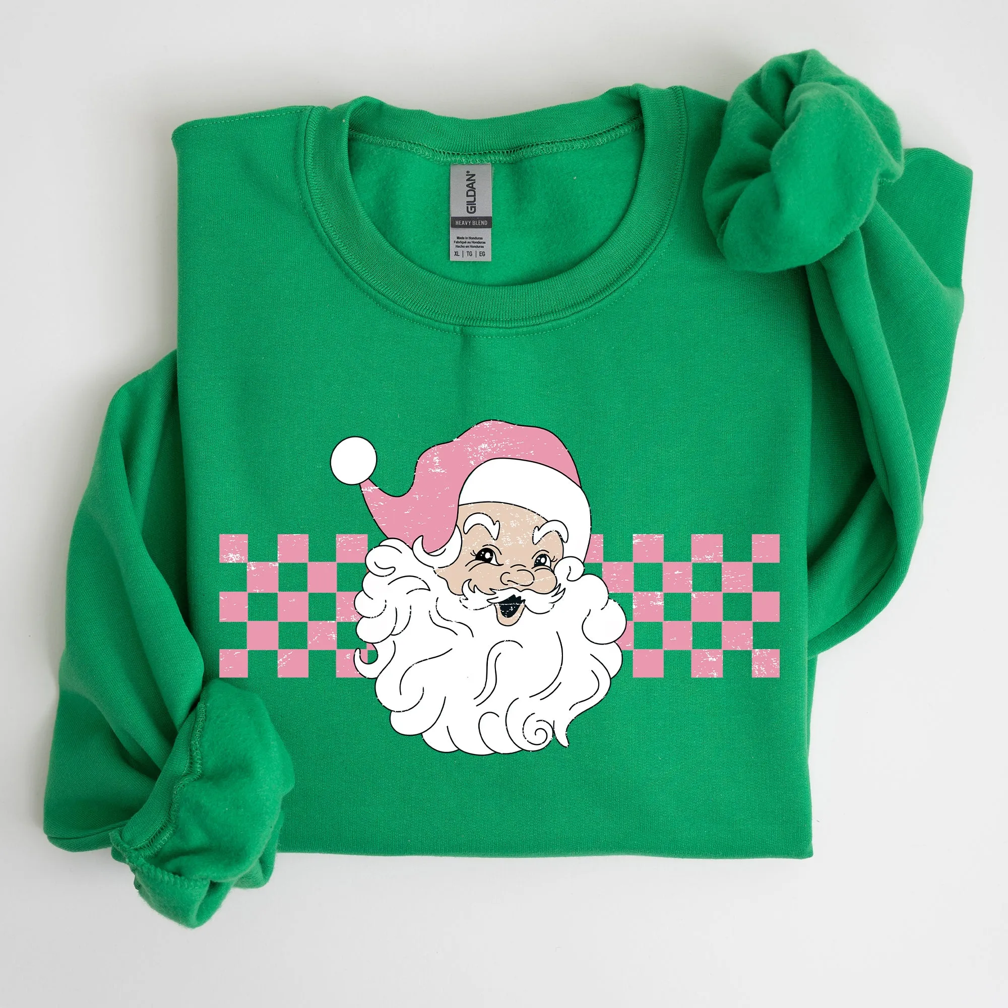 Retro Santa Checkered, Pink, Christmas, Winter, Snow, Xmas Sweatshirt sold by Refinery Number One product image thumbnail 4