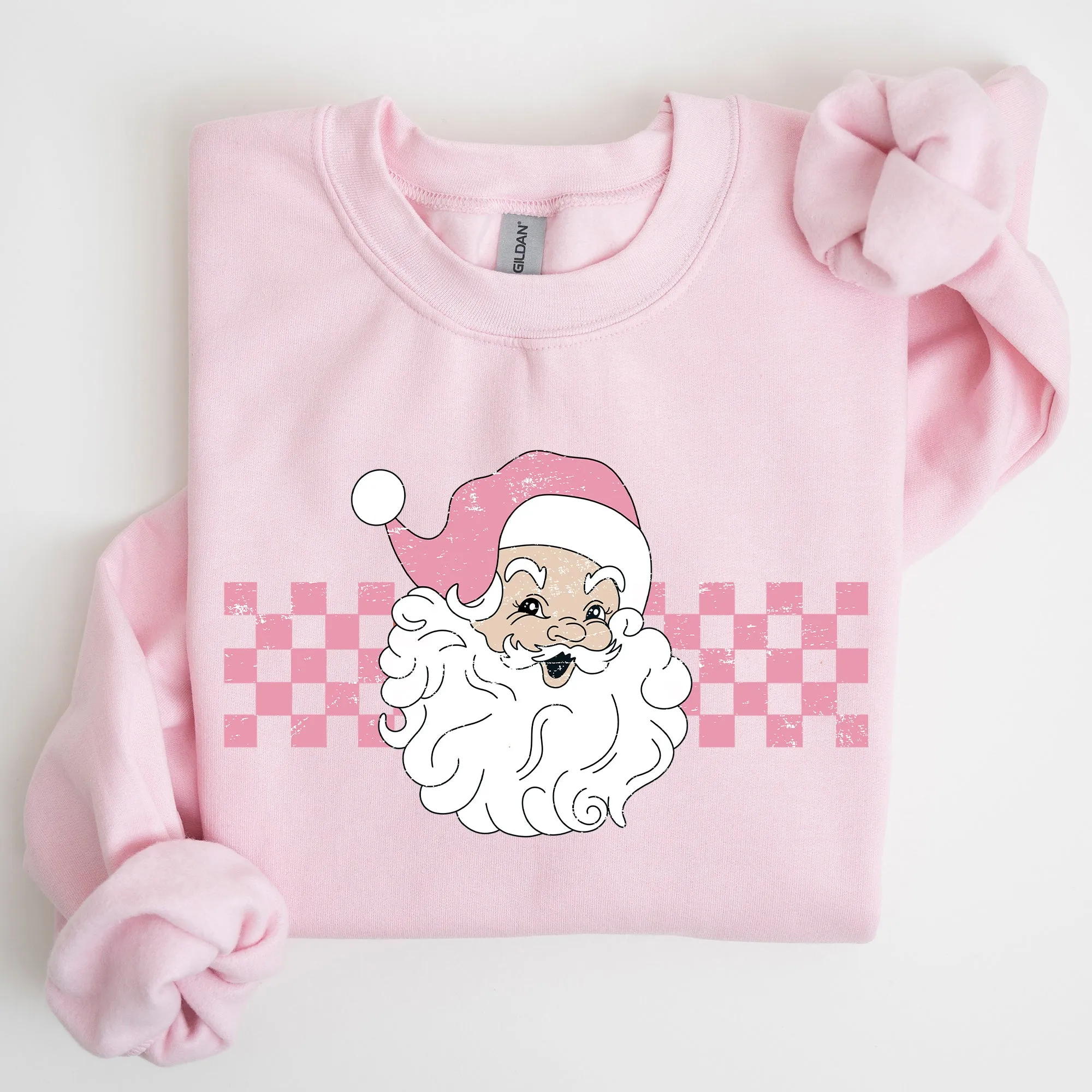 Retro Santa Checkered, Pink, Christmas, Winter, Snow, Xmas Sweatshirt sold by Refinery Number One product image thumbnail 5