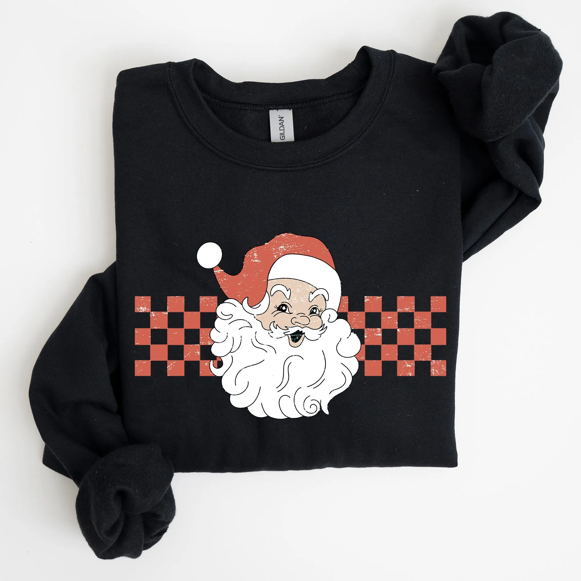 Retro Santa Checkered, Red, Christmas, Winter, Snow, Xmas Sweatshirt sold by Refinery Number One product image thumbnail 3