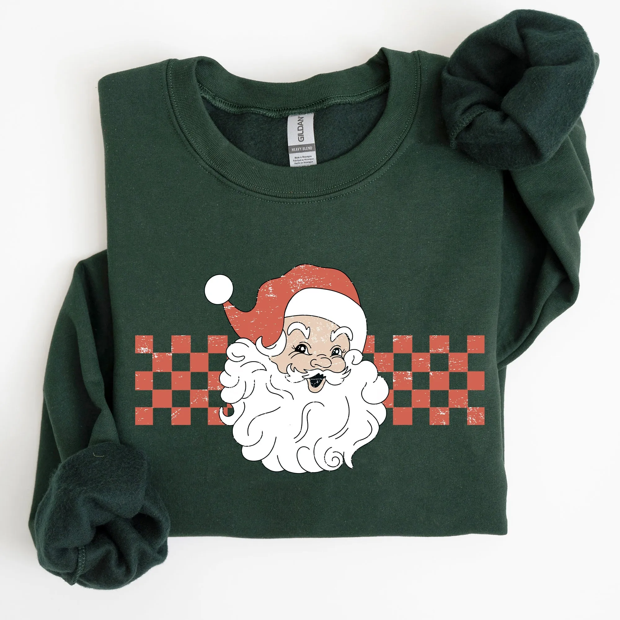 Retro Santa Checkered, Red, Christmas, Winter, Snow, Xmas Sweatshirt sold by Refinery Number One product image thumbnail 4