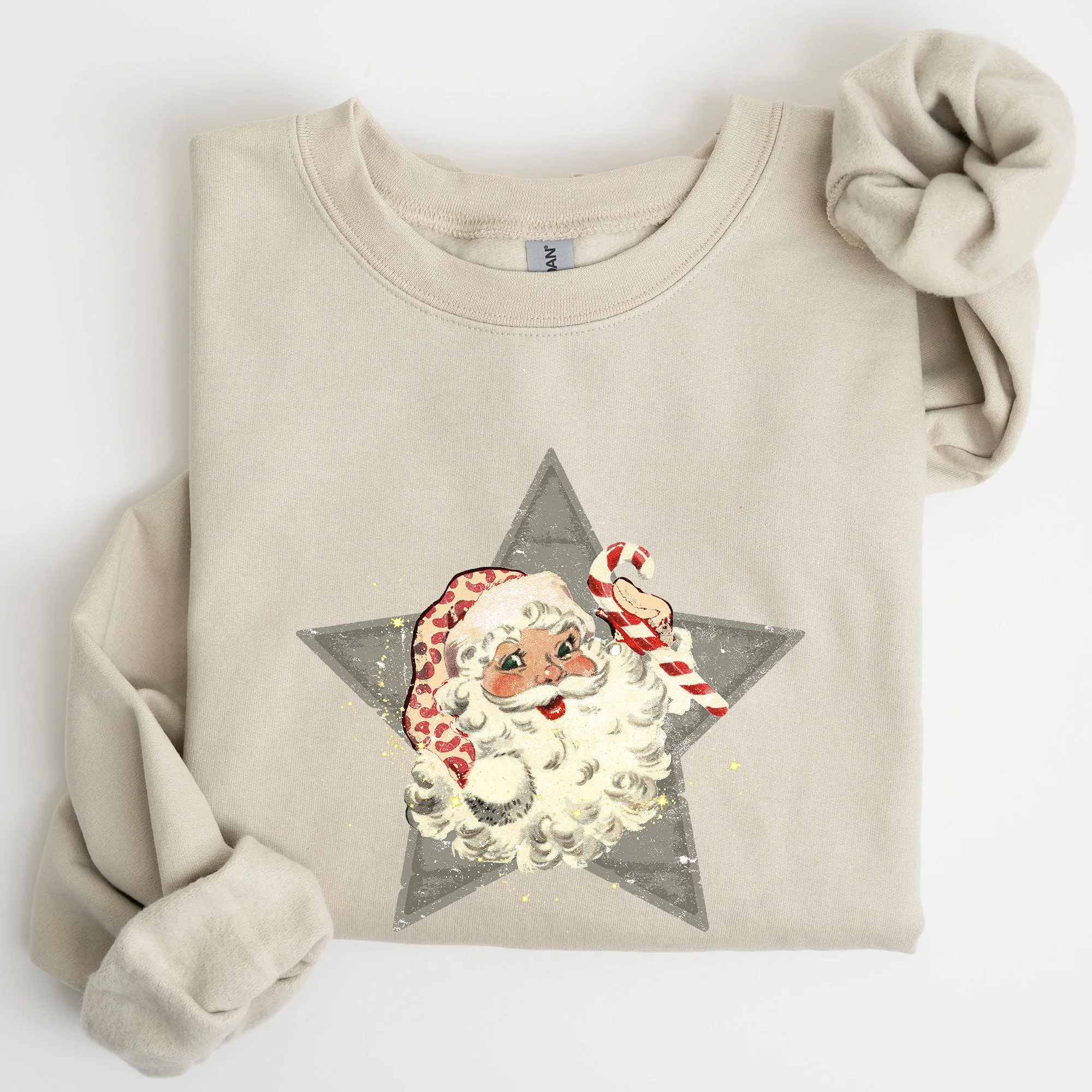 Retro Santa Green Star, Christmas, Winter, Xmas Sweatshirt sold by Refinery Number One product image thumbnail 2