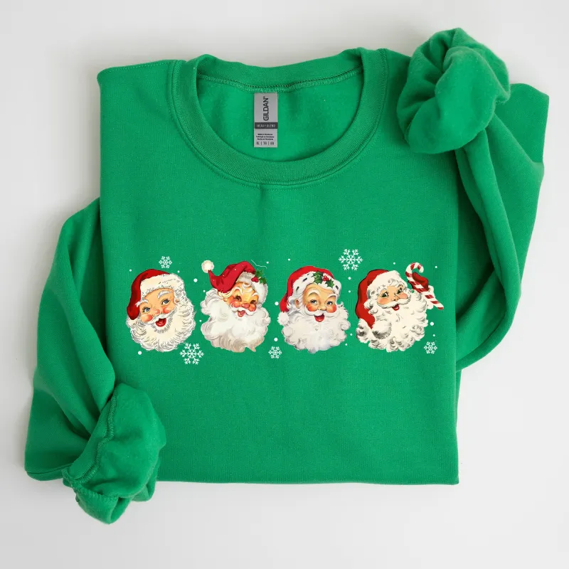 Retro Santas In A Row, Christmas, Winter, Xmas Sweatshirt sold by Refinery Number One