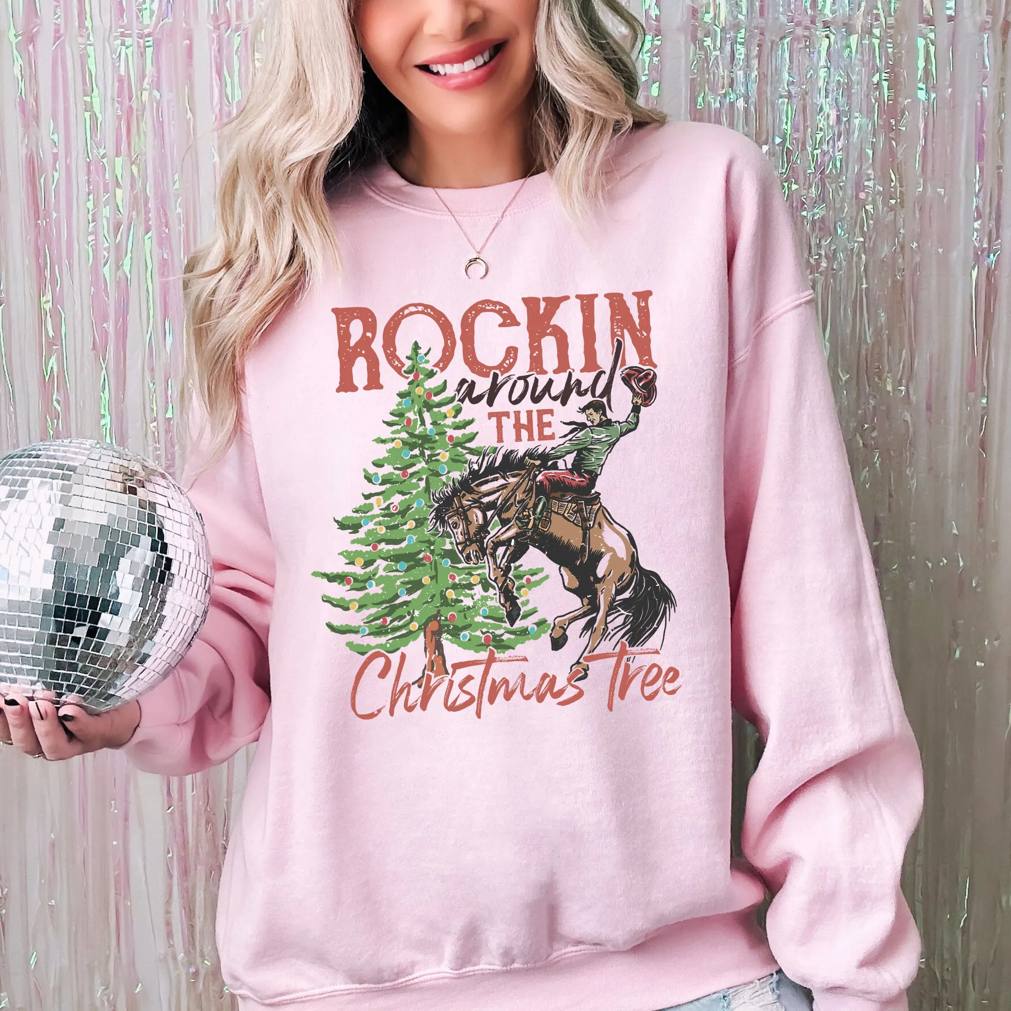 Rockin Around The Christmas Tree, Cowboy, Country, Western, Santa, Xmas Sweatshirt sold by Refinery Number One product image thumbnail 2