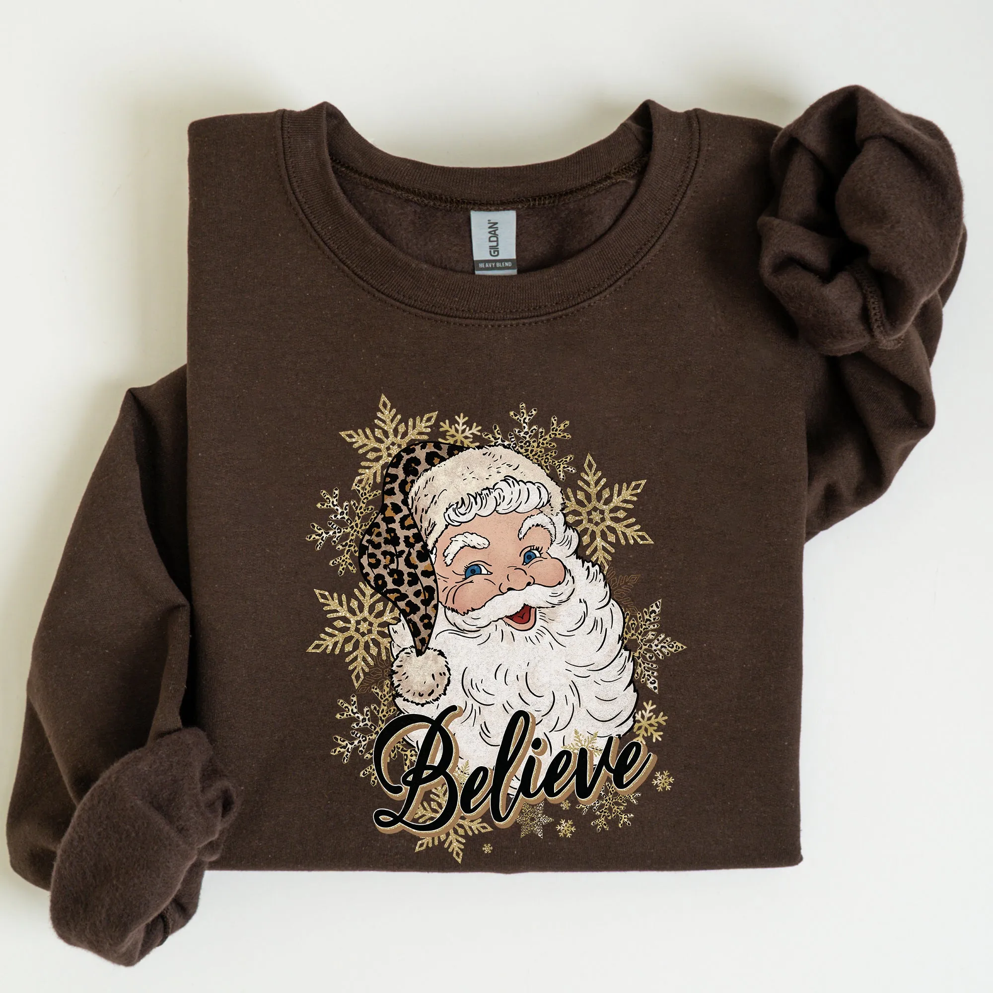 Santa Believe, Retro, Snowflakes, Christmas, Winter, Snow, Xmas Sweatshirt sold by Refinery Number One product image thumbnail 4