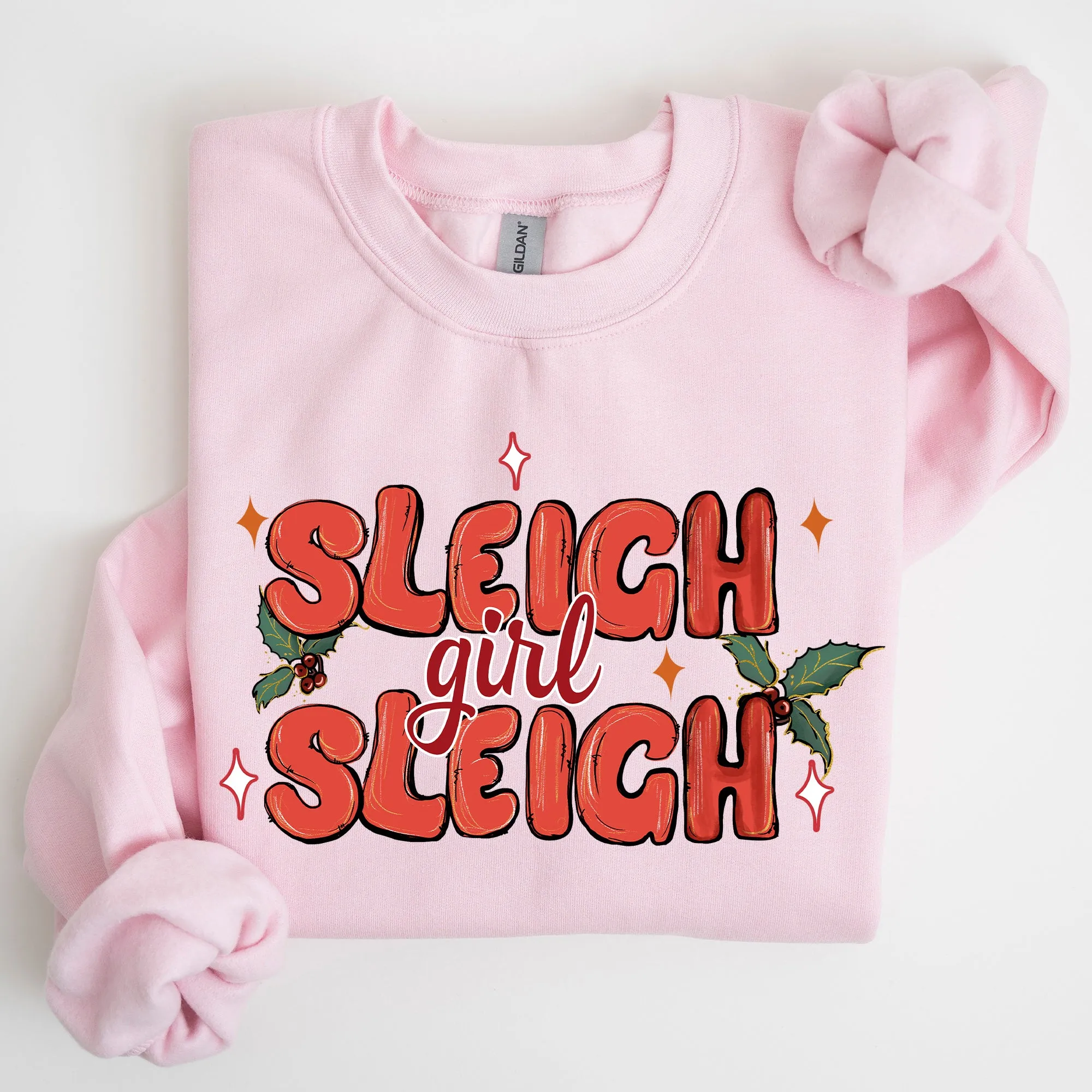 Sleigh Girl Sleigh, Christmas, Holly, Retro, Santa, Xmas Sweatshirt sold by Refinery Number One product image thumbnail 4