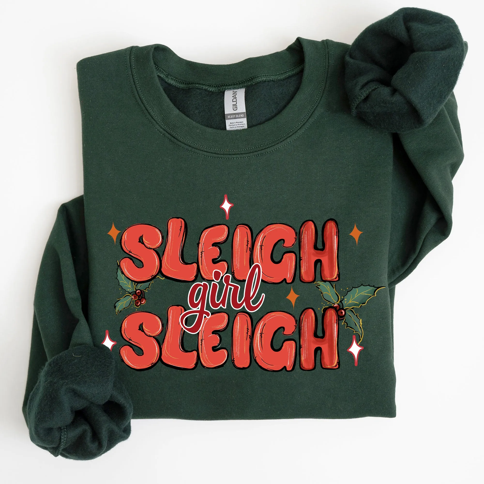 Sleigh Girl Sleigh, Christmas, Holly, Retro, Santa, Xmas Sweatshirt sold by Refinery Number One product image thumbnail 3