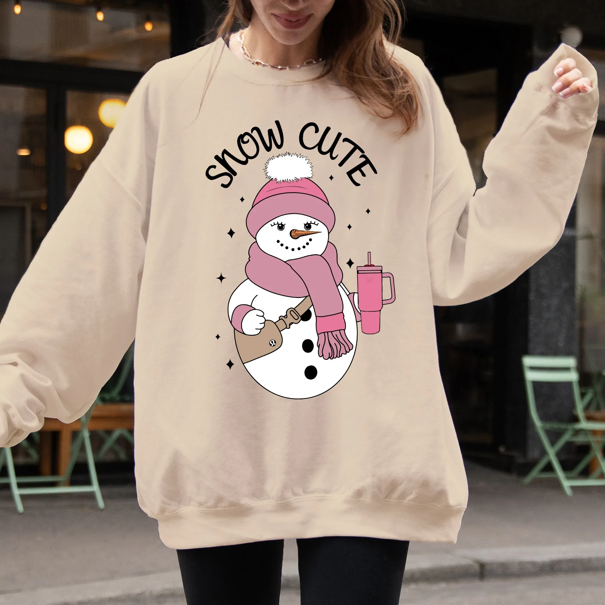 Snow Cute, Bougie, Snowman, Christmas, Winter, Xmas Sweatshirt sold by Refinery Number One product image thumbnail 4
