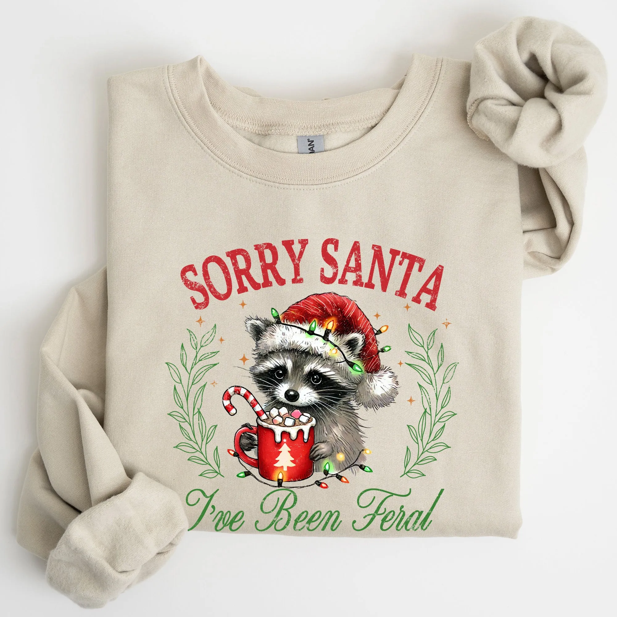 Sorry Santa, I've Been Feral, Raccoon, Hot Chocolate, Christmas, Funny, Cute, Xmas Sweatshirt sold by Refinery Number One product image thumbnail 2