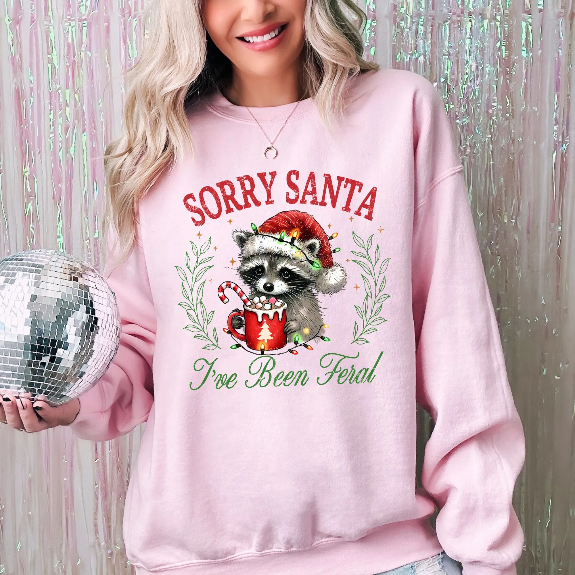 Sorry Santa, I've Been Feral, Raccoon, Hot Chocolate, Christmas, Funny, Cute, Xmas Sweatshirt sold by Refinery Number One product image thumbnail 4
