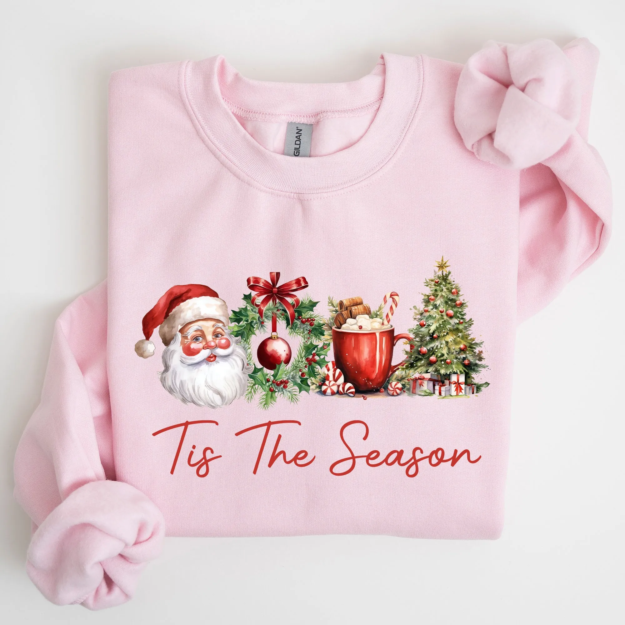 Tis The Season, Retro Santa, Coffee, Christmas Tree, Xmas Sweatshirt sold by Refinery Number One product image thumbnail 3