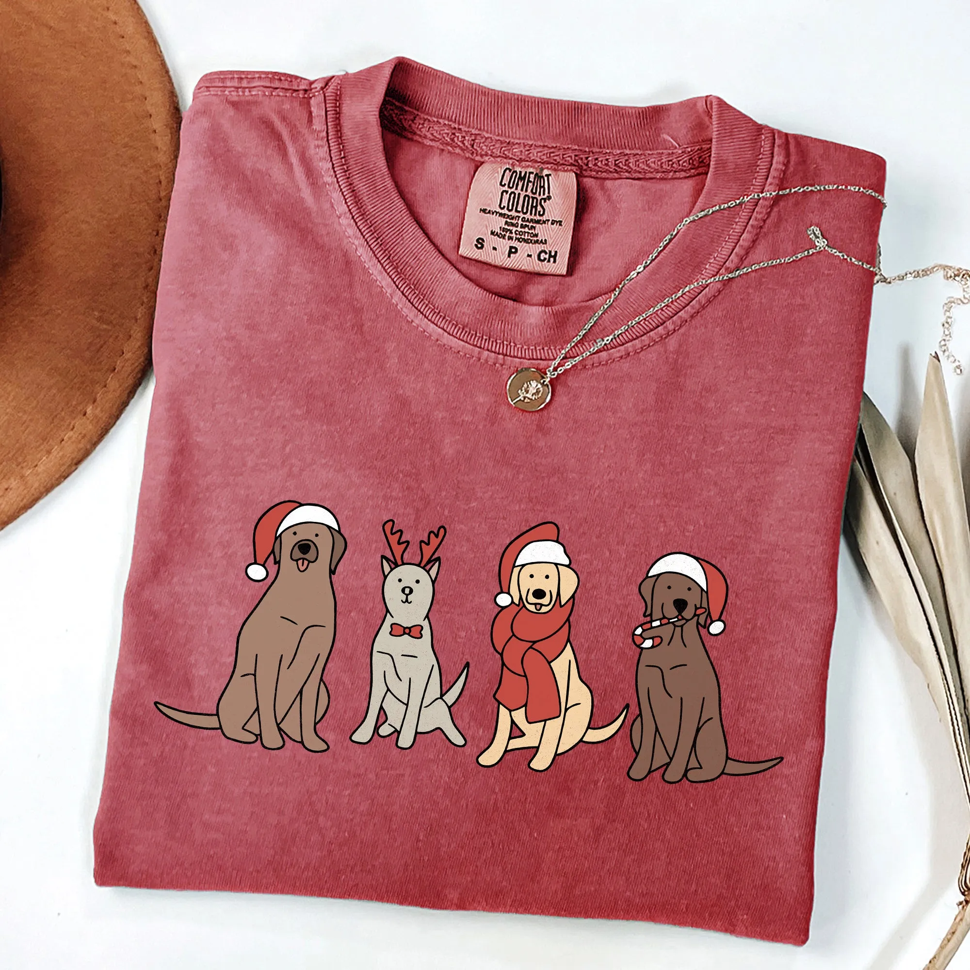 Adorable Christmas Dogs, Reindeer, Santa, Retro, Xmas Tshirt Comfort Colors T-Shirt sold by Refinery Number One product image thumbnail 5
