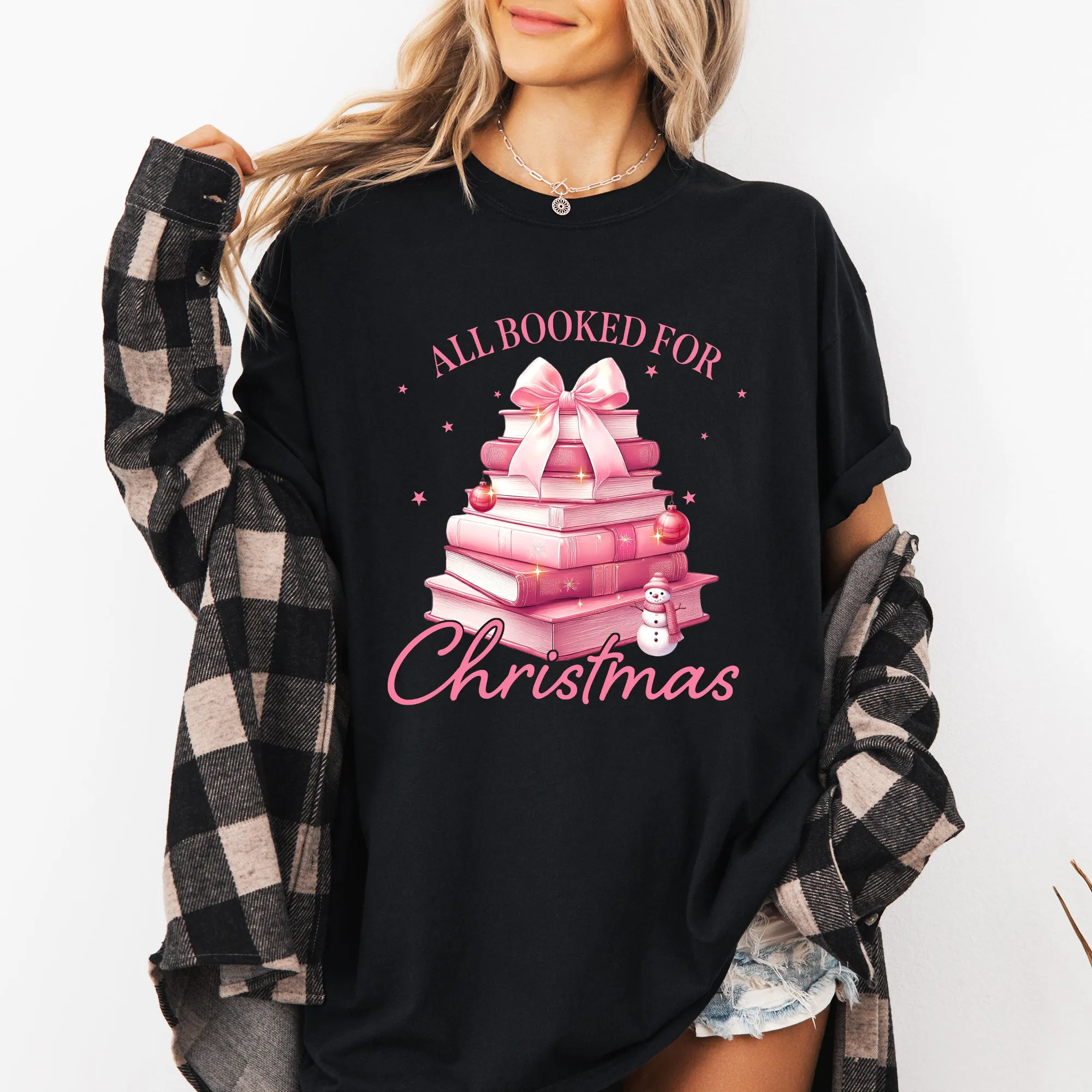 All Booked For Christmas, Coquette, Reading, Teacher, Winter, Santa, Xmas Tshirt Comfort Colors T-Shirt sold by Refinery Number One product image thumbnail 5